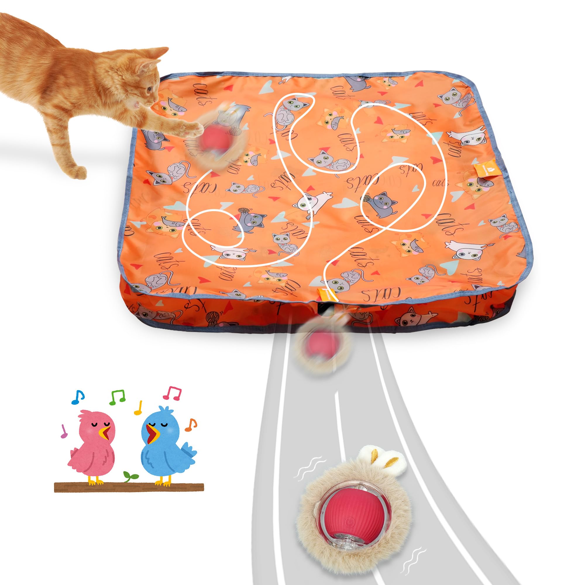 Homcolorful Interactive Cat Toys for Indoor Cats, Fast Rolling Ball with Motion Activation, Hide & Seek Chase Game, Rechargeable Battery, Exercise &