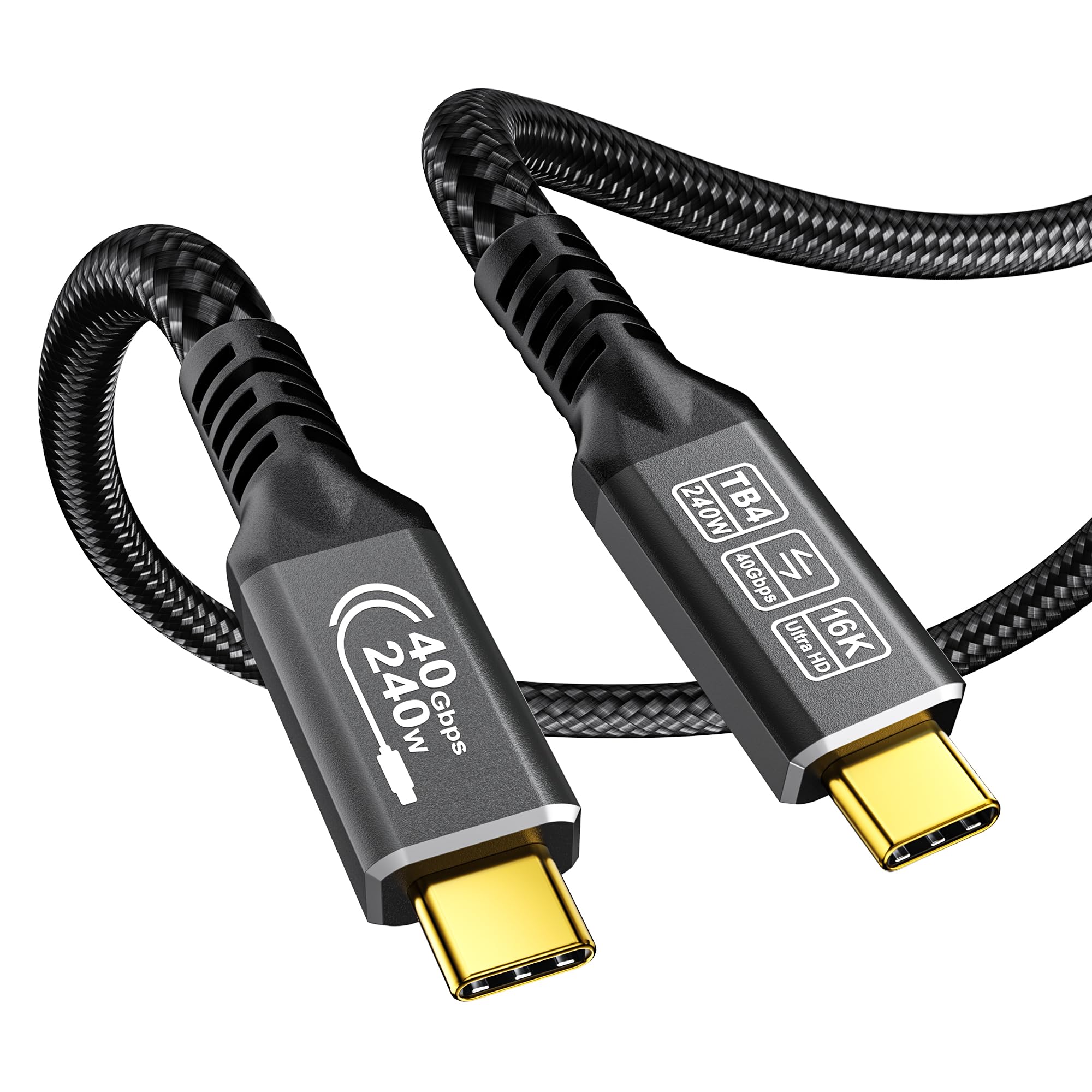 CAKOBLE 16K Cavo Thunderbolt 4 USB4 1m - 40Gbps, Ricarica Rapida PD3.1,16K@30Hz/8K@60Hz/4K@144Hz - Cavo USB-C 240W per MacBook Pro, iPhone 16, Galaxy 25, eGPU, SSD, Docking Station, VR
