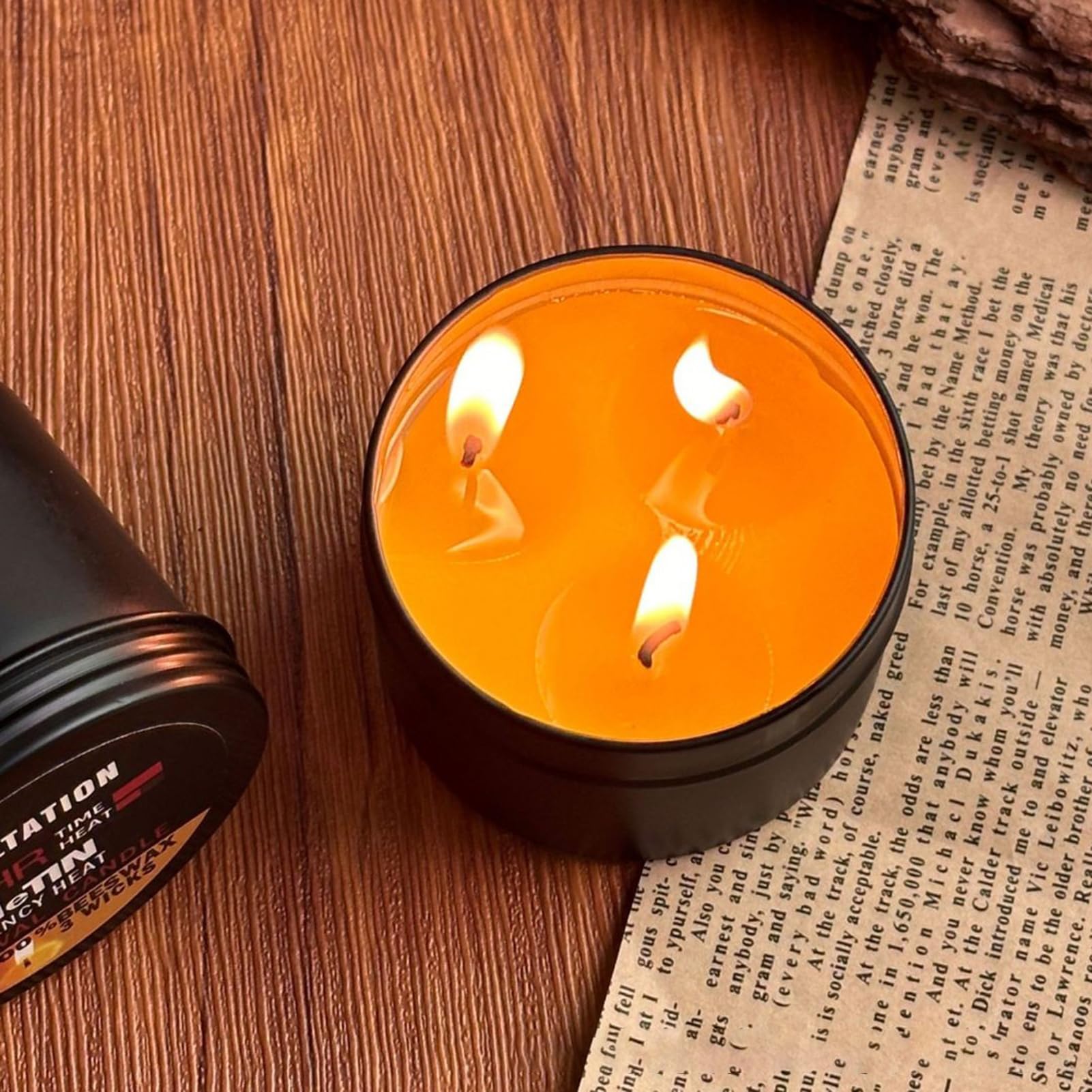 di sopravvivenza - Candela da campeggio con vaso, lampada a 3 stoppini a combustione lunga durata di 36 ore per illuminazione di emergenza, preparazione di sopravvivenza, avventure all'aperto