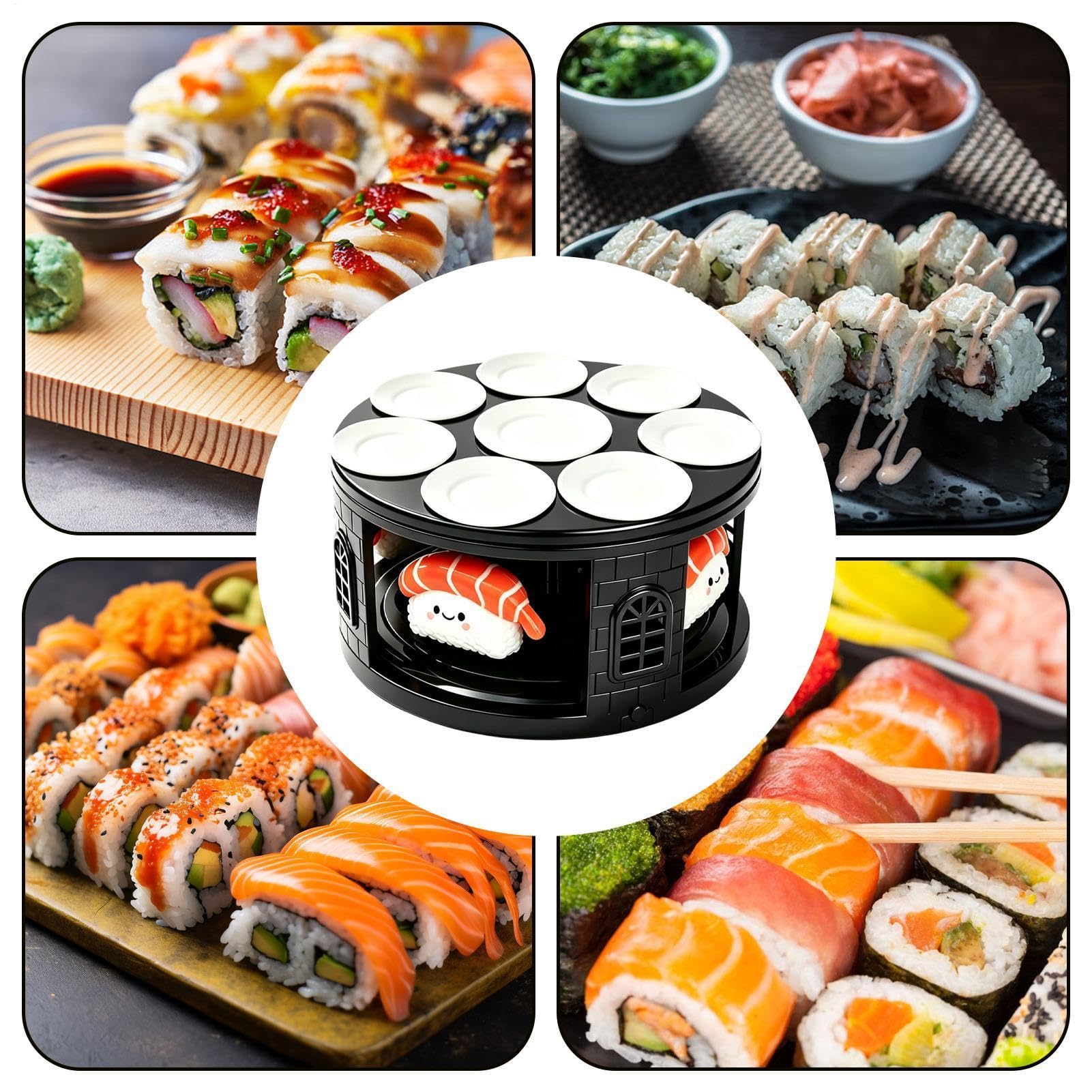 Taca Do Sushi Obrotowe Automatyczne Naczynia Serwujące z 8 Wyjmowanymi | Prezentacja Sushi na Grillowanie Przyjęcia Brunch Kolacje Święto Dziękczynienia Boże Narodzenie Halloween