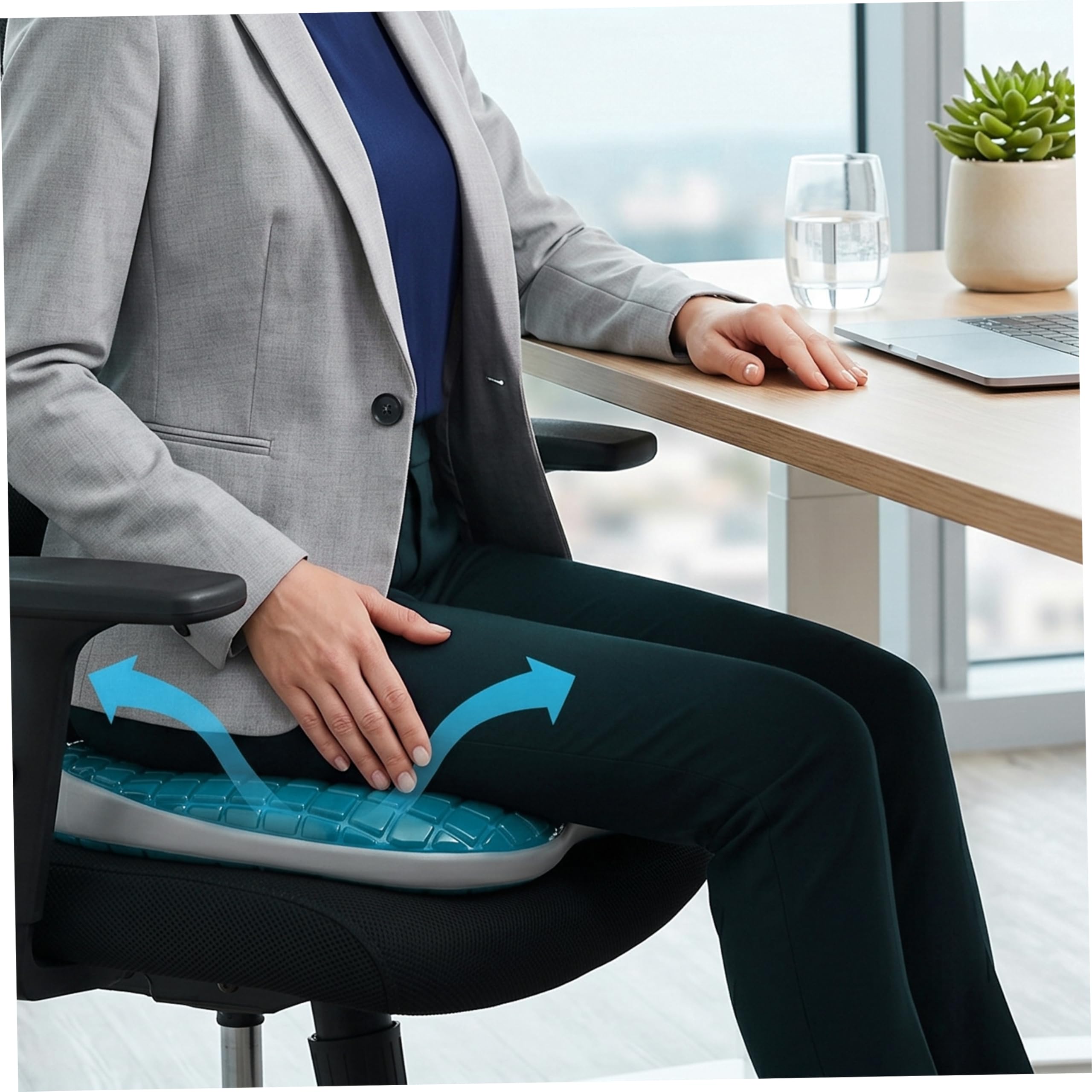 Cuscino a ciambella per sedere, cuscino a ciambella in memory foam gel con dal design cavo per piaghe da decubito sollievo dal coccige blu navy casa