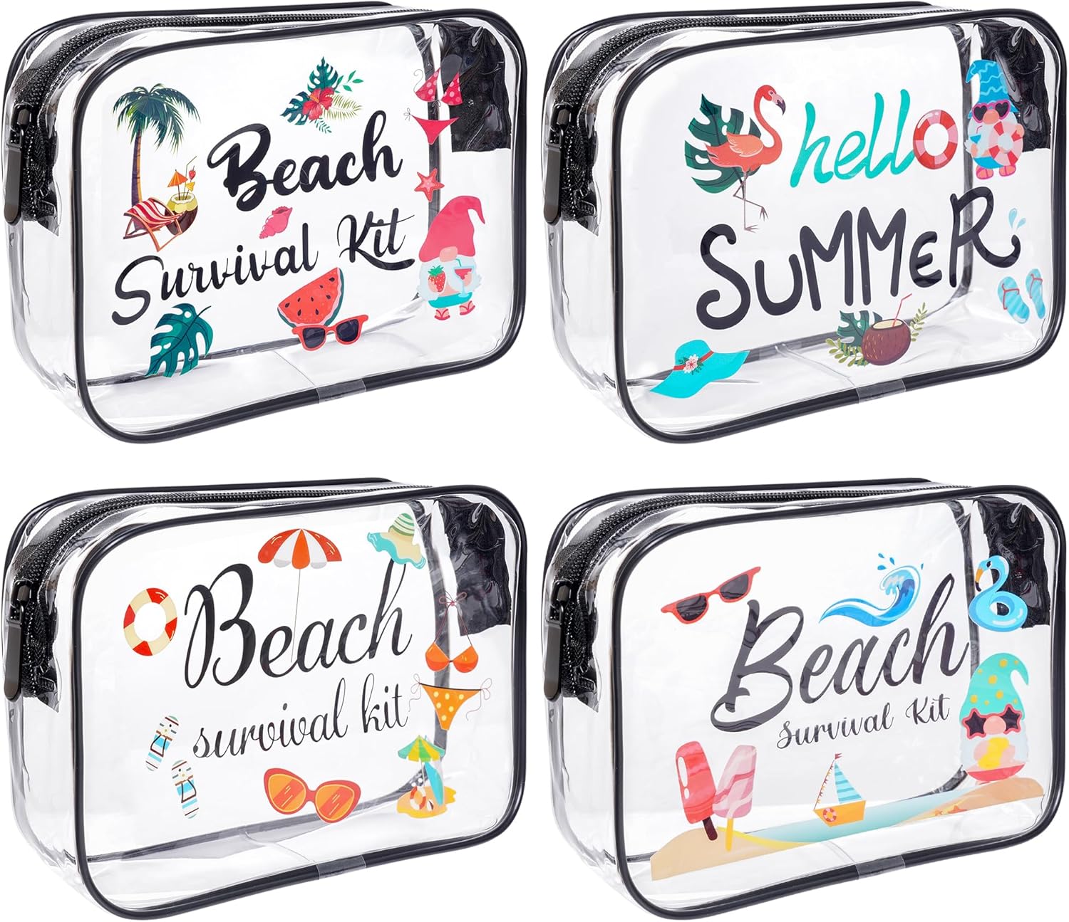 SUMERSHA 4Pcs Beach Clear Makeup Bags for Women Su… SUMERSHA 4Pcs Beach Clear Makeup Bags for Women Su…