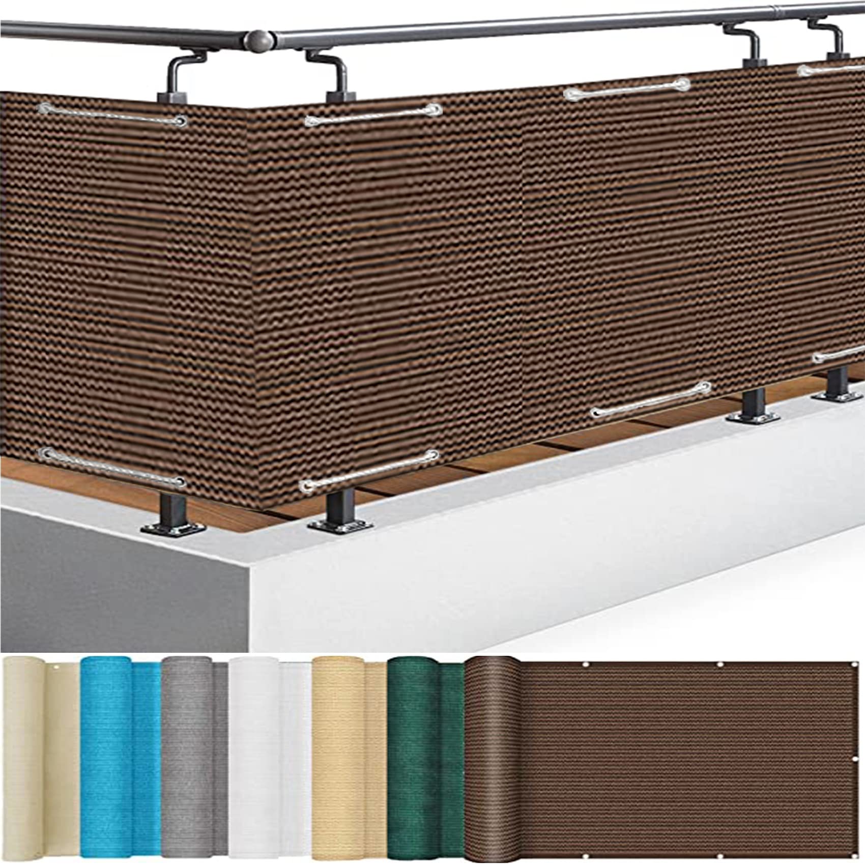 GJZQDKX Balkon 140x700 cm, Wind & Dust Protection for Terrace & Garden, Adjustable with Grommets & Cord, Taupe Balcony Enclosure Panel