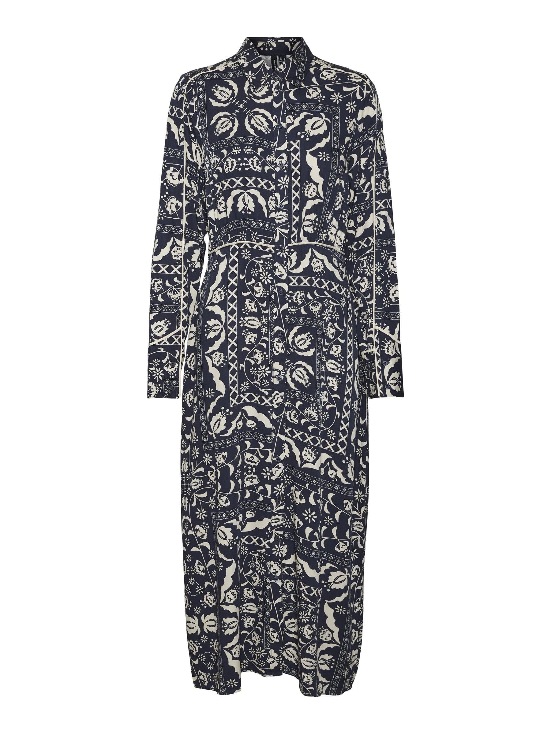 VERO Moda Female Shirt Blouse Dress VMGIDDE Long Dress, Blazer Navy, M