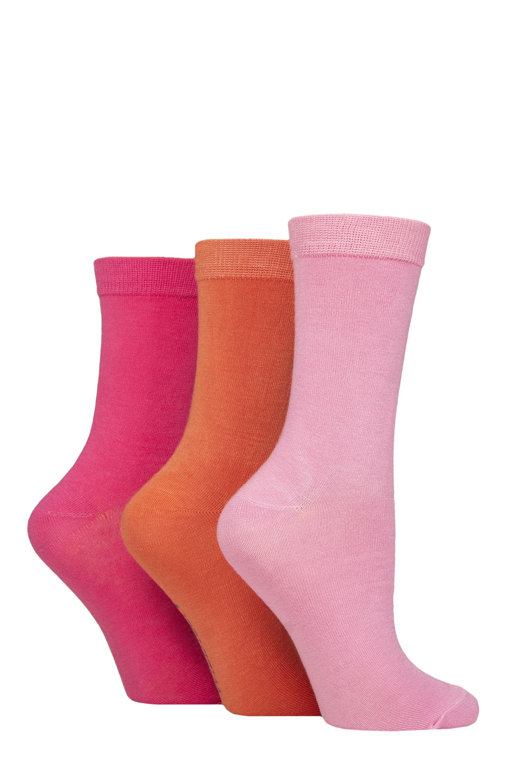 Sockshop Women's Pink / Orange Wildfeet Plain Bamboo Socks Pack Of 3 (Uk, Numeric, 4, 8, Regular, Regular, Pink/Orange)