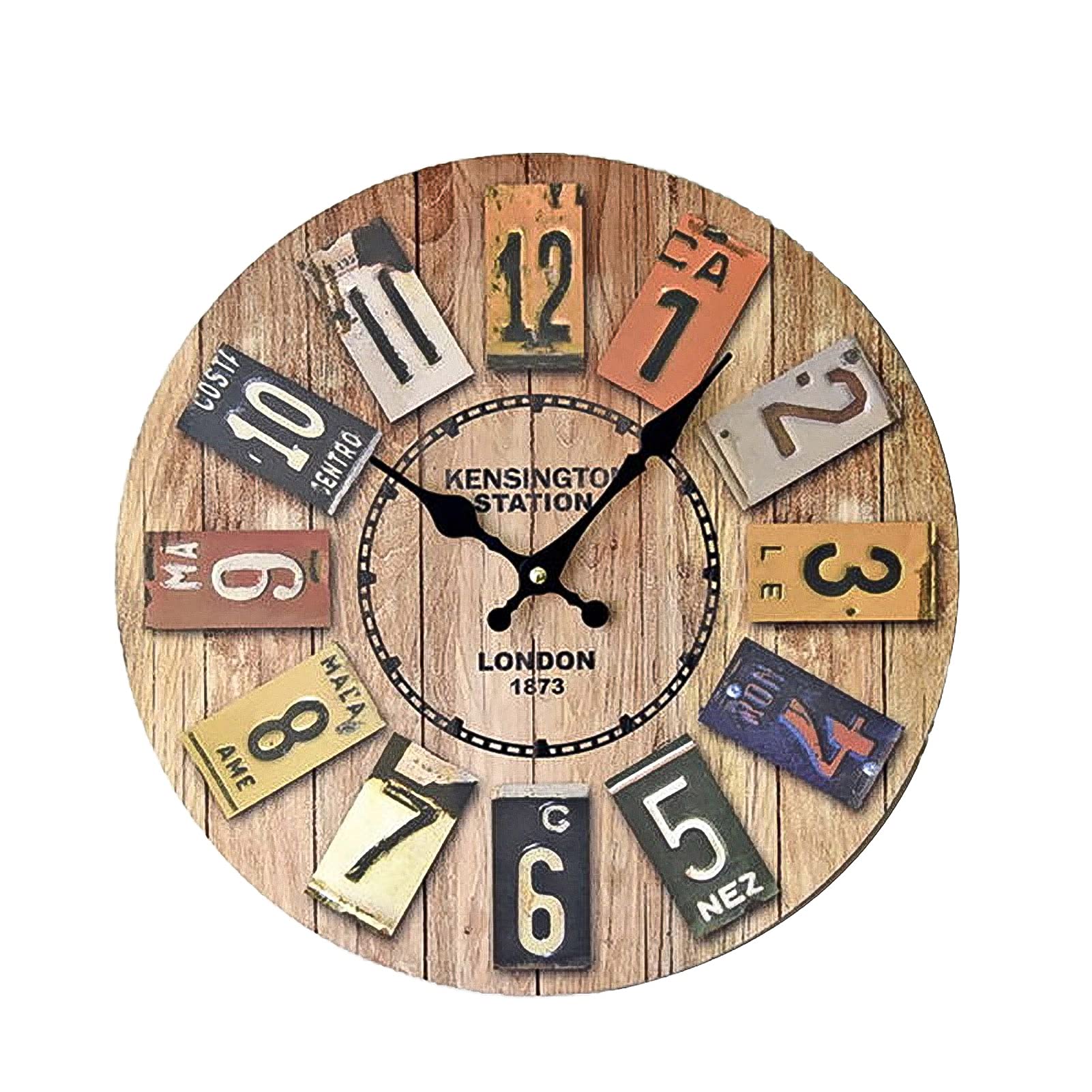 WANGFENG Solid Wood European Retro Wall Clock Color Digital Wall Decoration Clock