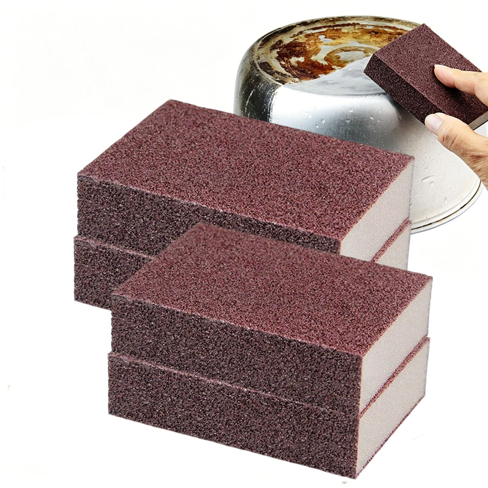 OLYGEE Magic Cleaning Sponge, Nano Carborundum Emery Sponge Scrubber for Heavy Duty Cleaning, Carbide Scouring Pad for Stainless Steel Pans BBQ Grill Stove (4pcs)