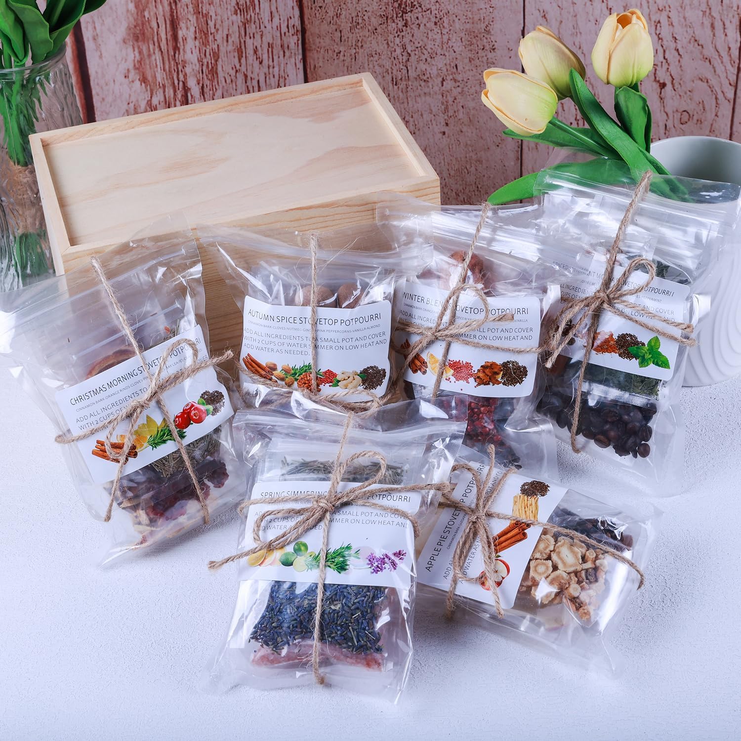 Simmering Potpourri Kit, Six Style Happiness Simmer Pot Set – Included Varieties All-Natural Spices Stove Top Scent Mix for Home Fragrance, Gift for Housewarming, Christmas, Mother’s Day