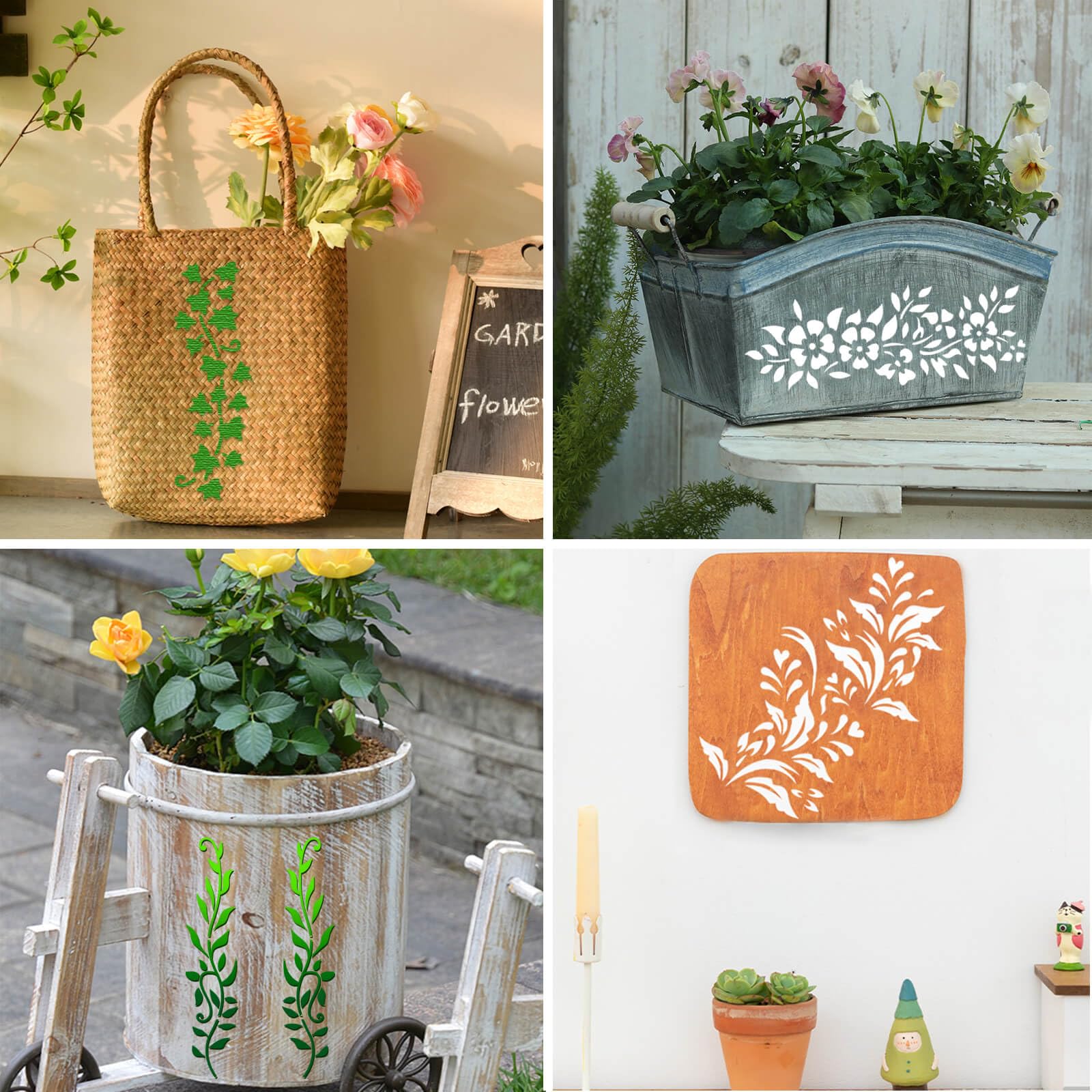 Paquete de 12 plantillas de hojas de vid, plantillas de dibujo para manualidades, plantillas reutilizables para pintar en madera, pared, tela, lienzo, muebles, decoración del hogar (vid)