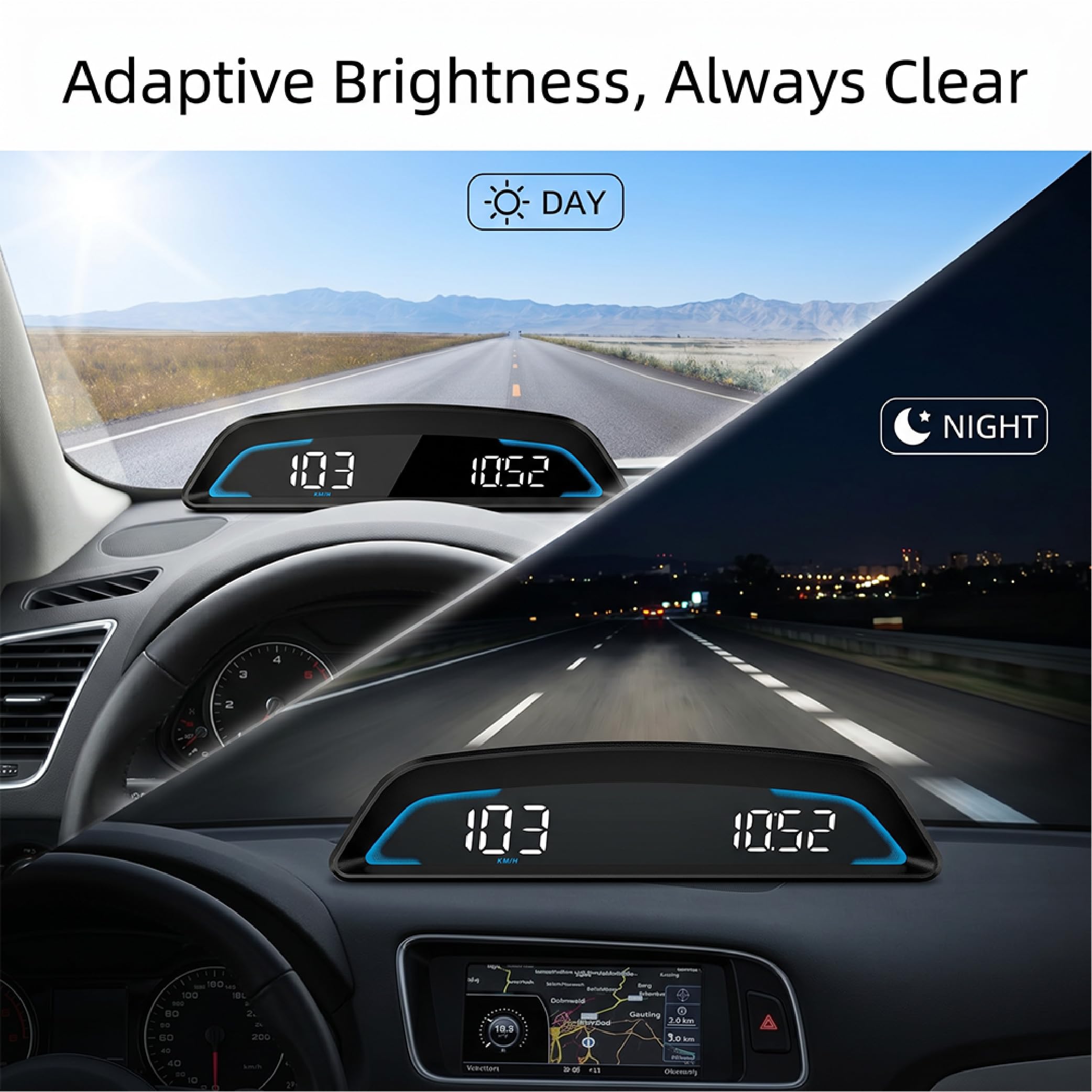Head Up Display Car pour VW Ameo 2016-2020, Écran Numérique avec Vitesse Température et Alerte Fatigue à Installation USB Rapide