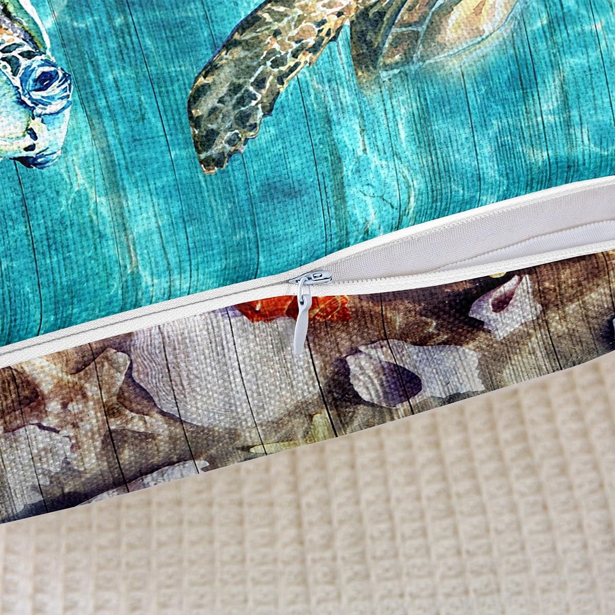 Yelolyio Federa per cuscino con motivo di tartaruga marina, 45,7 x 45,7 cm, in cotone e lino, per divano, soggiorno, decorazione per la casa