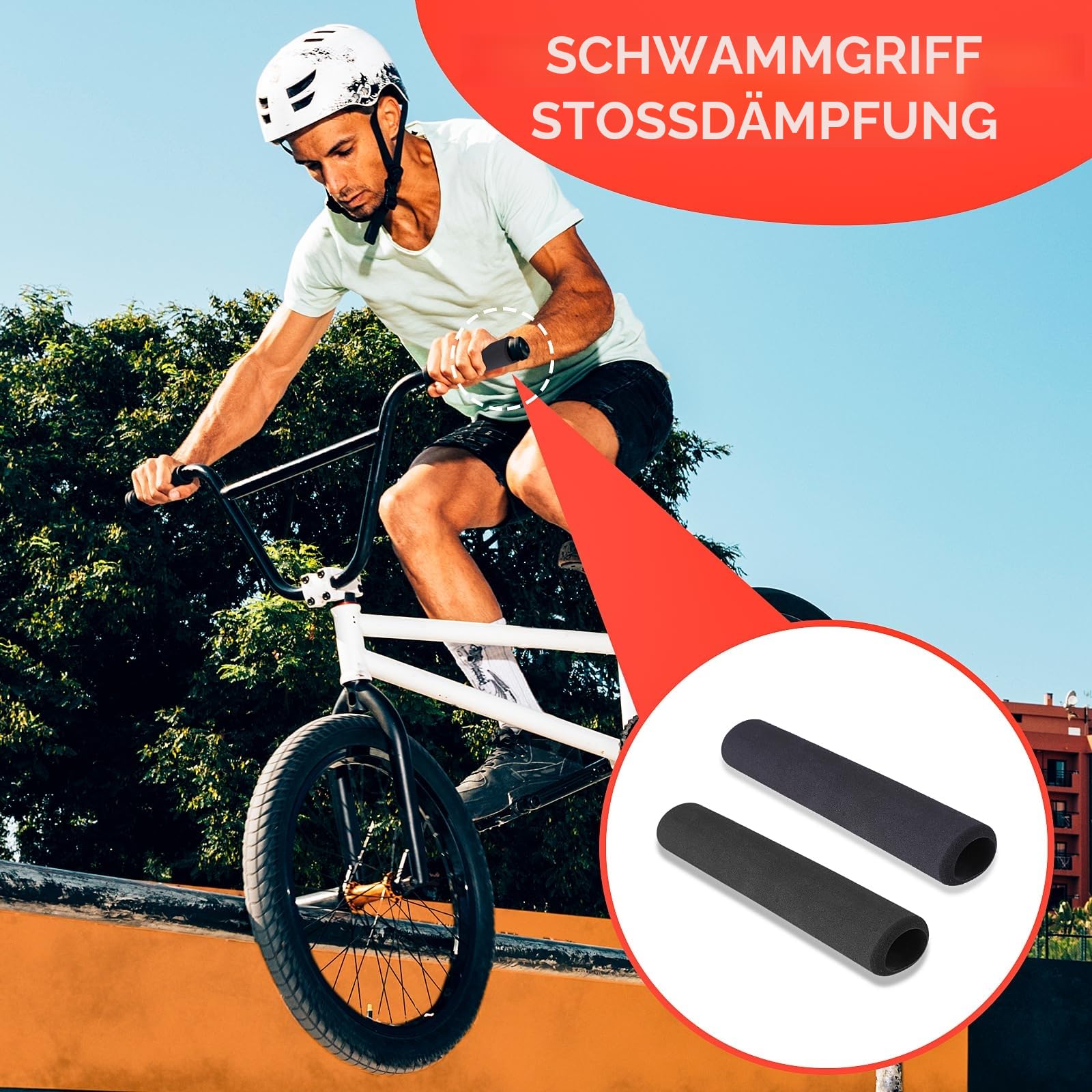 Prasacco 1 Paar Griffüberzieher, Schaumstoffschlauch für Griffgriffstütze 18cm Schwarzer Rutschfester Gummischaum Griffüberzug für Fitnessgeräte, Fahrräder, Kinderwagen, Besen (22mm Innendurchmesser)