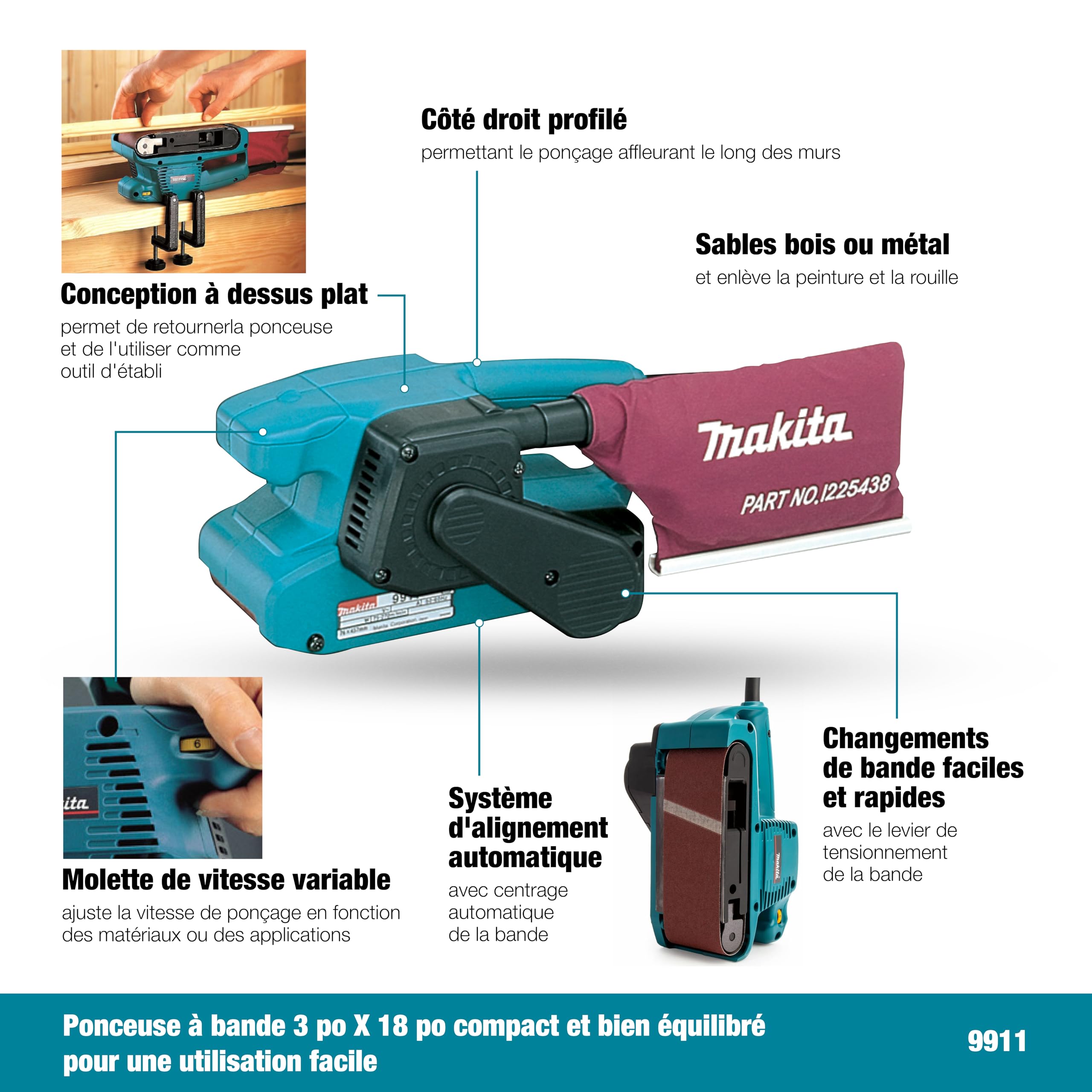 Makita 9911 - Lijadora De Banda 76X457Mm