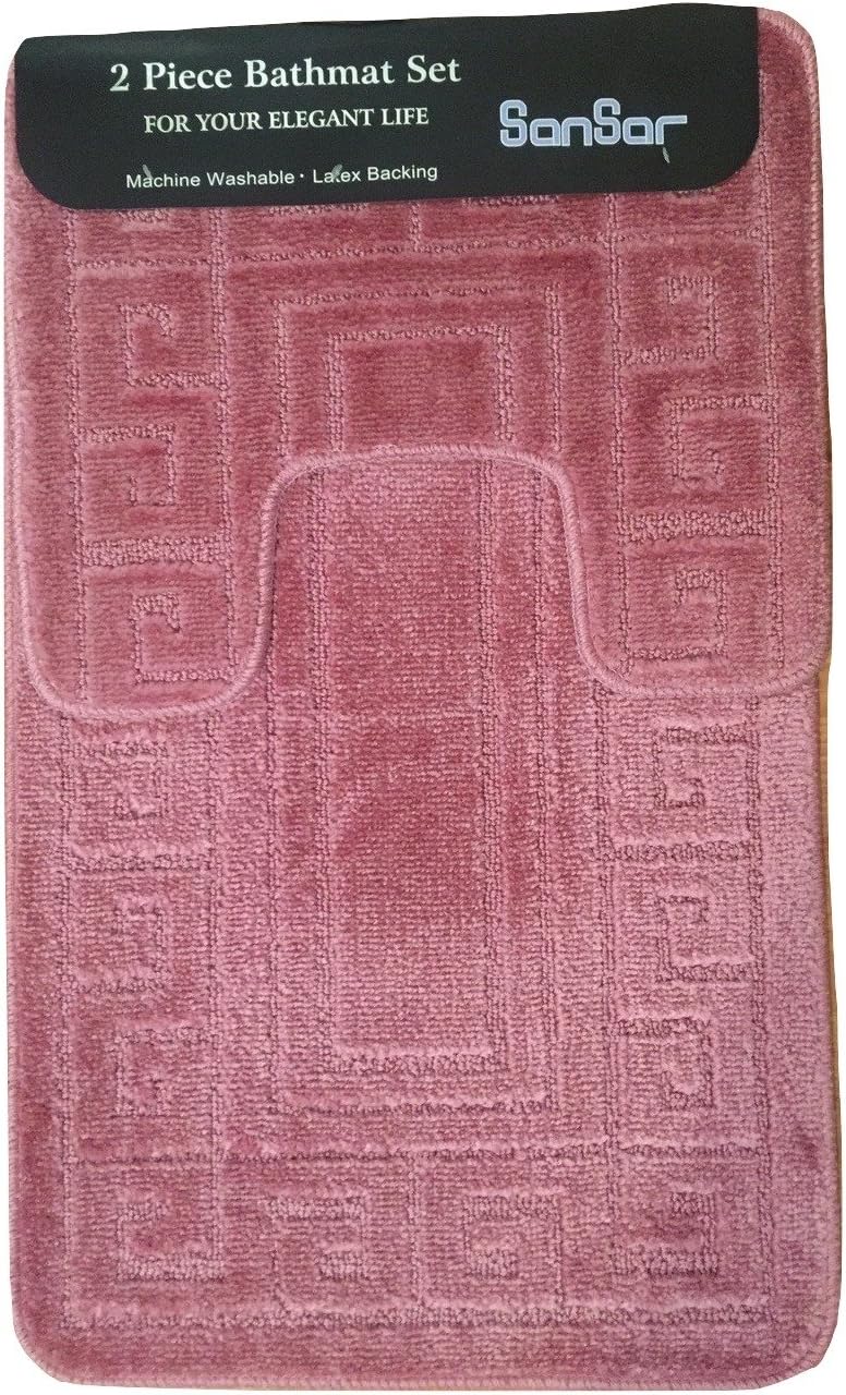 Pauwer Bath Mats Sets 2 Piece Non Slip Bath Mats and Pedestal Mat Set