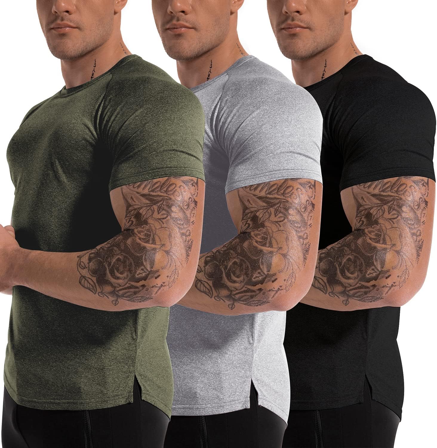 Men's 3pack Dry Fit Workout Gym Short Sleeve T Shirt