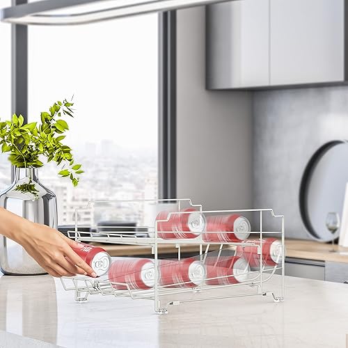 Miniatura 7 de Simple Houseware Dispensador de latas apilable de carga frontal de doble fila, blanco