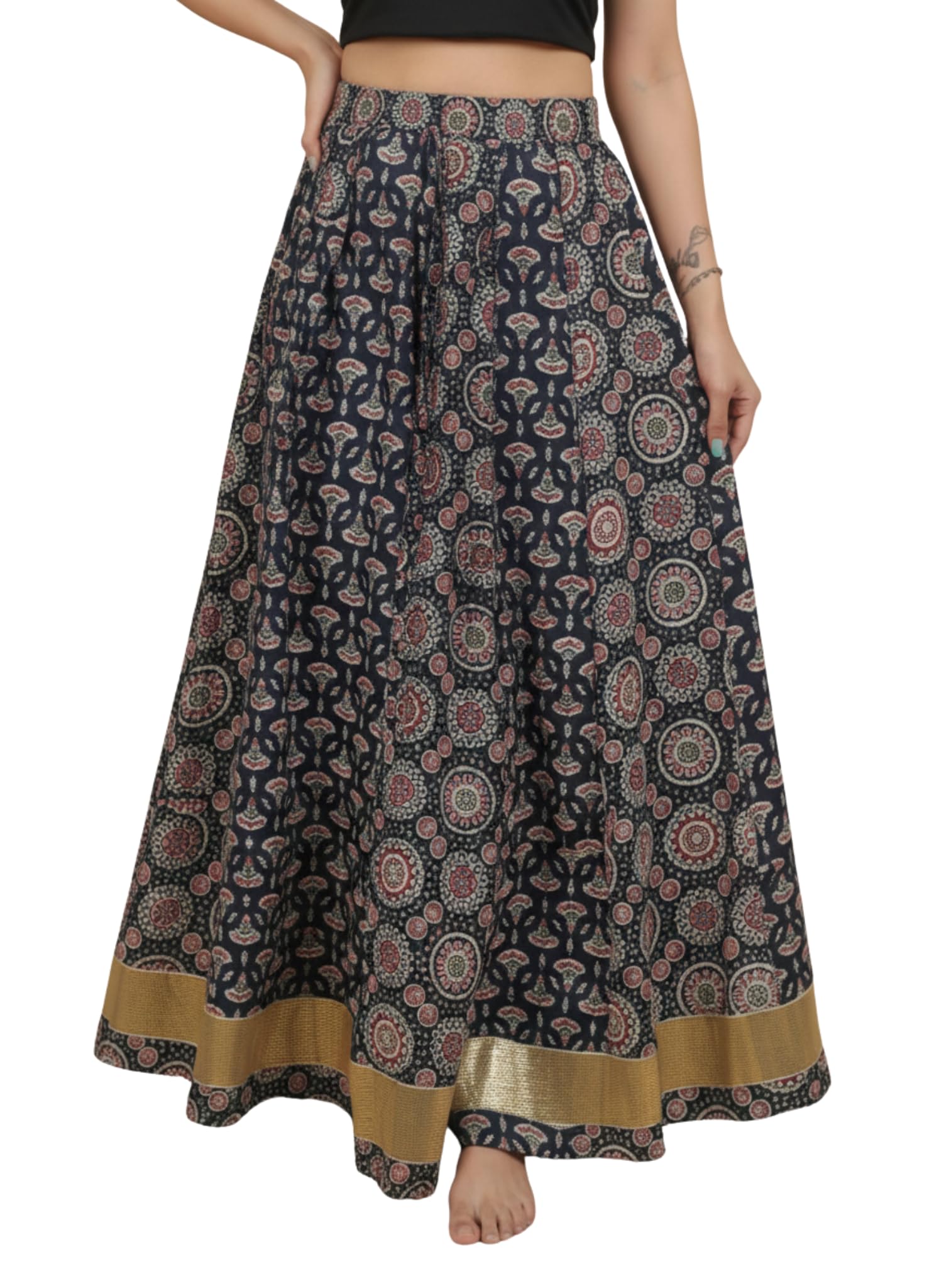 Women's Casual Summer Beach Skirts | Maxi Skirt for Women High Waist | Boho Ethnic Flared Skirts | Indian Long Skirt Rayon Printed | Elastic Waist Long Skirt's for Women