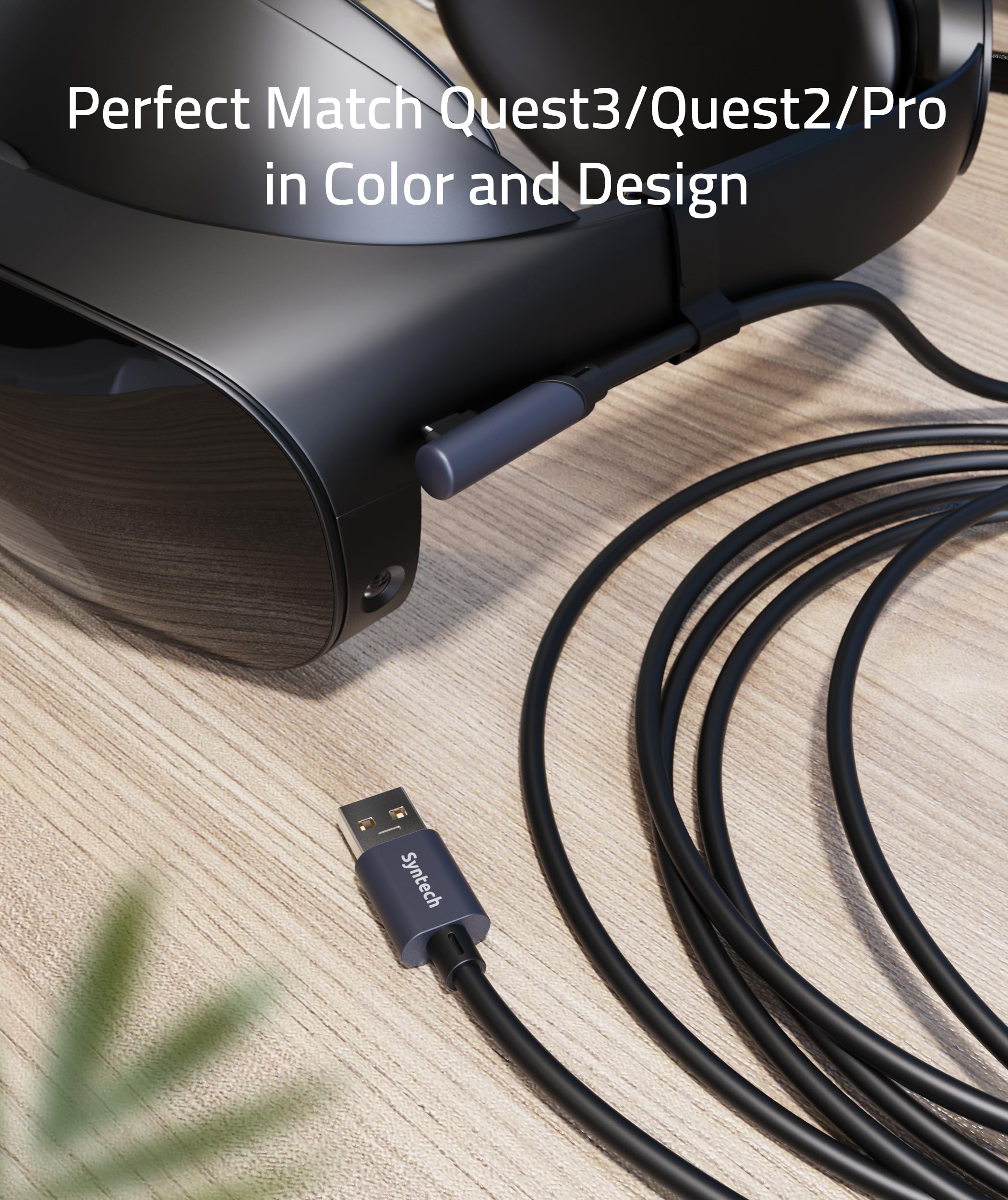 Syntech Cavo Link 5 Metri Compatibile con Quest2/Pro e Pico4/Pro Accessori, Trasferimento Dati PC ad Alta Velocità, Link Cavo USB 3.0 a USB C per Visore VR e PC da Gioco, Nero
