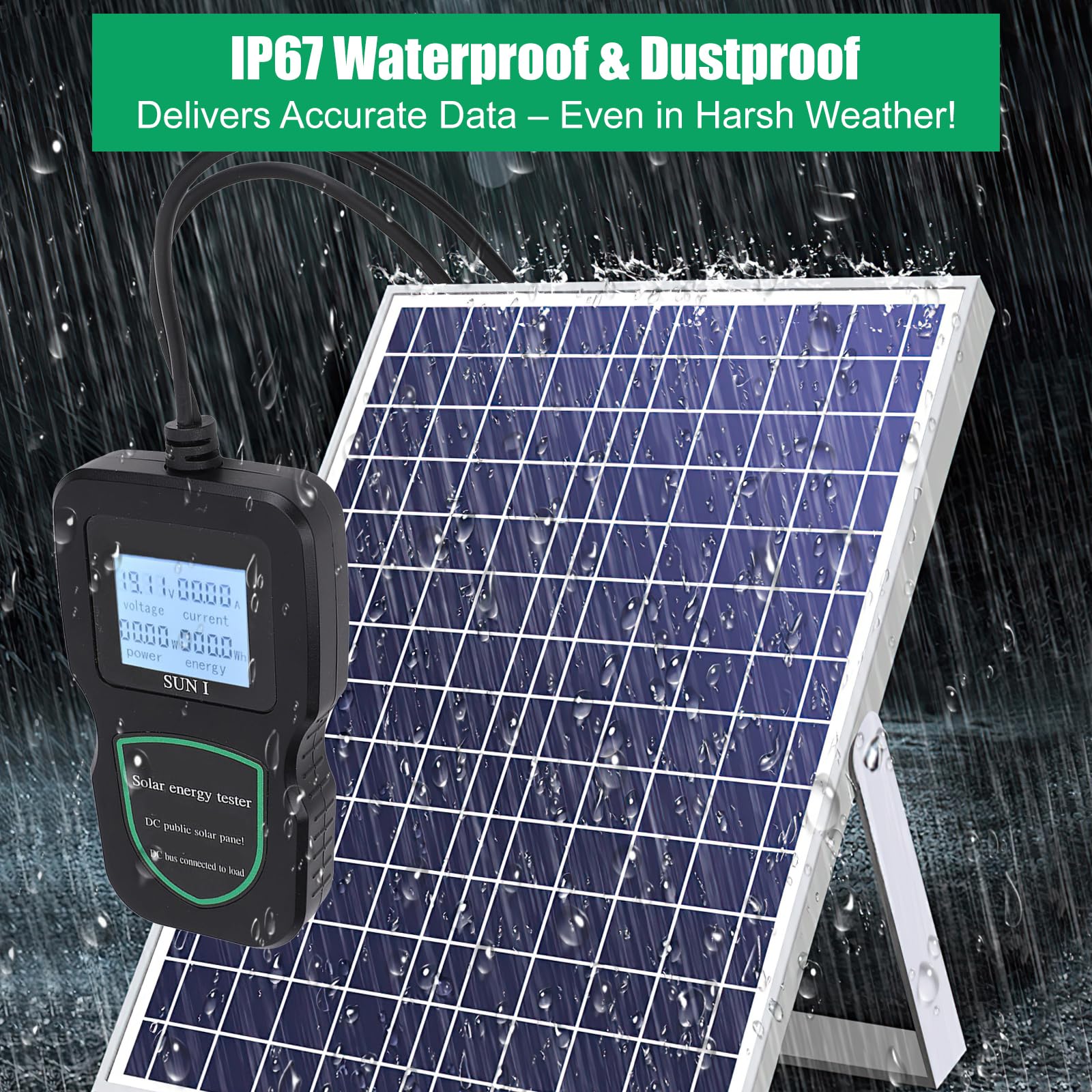 Tester per pannello solare fotovoltaico, multimetro per pannello solare, IP67 impermeabile, 500w, display LCD, dati in tempo reale, aggiornamento Mppt, tester per l'installazione e la manutenzione di