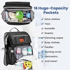 PILLANI Baby Diaper Bag Backpack - Large Bag for Boys & Girls, Waterproof Diaper Backpack - Travel Diaper Bags w/Changing Pad, Baby Registry Search & Shower Gifts - Essentials Must Haves Newborn Stuff