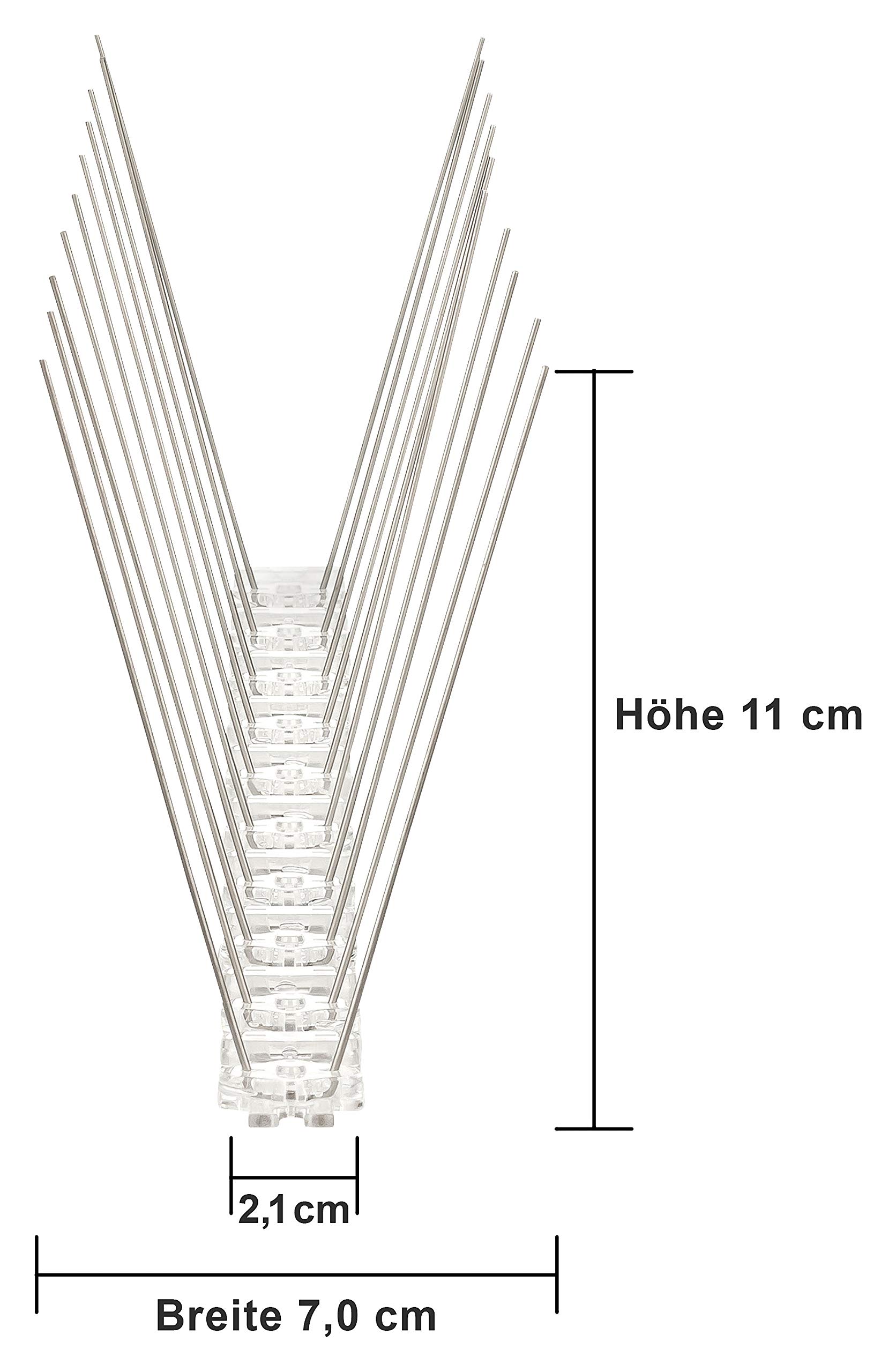 Taubenabwehr Spikes 2-reihig Edelstahl, 15 Meter (30x50 cm) | Mit Kunststoffleiste, Effektive Vogelabwehr & Vogelschutz, Für Balkon, Fensterbank, Dach, Zaun, Wetterfest, Montagefreundlich