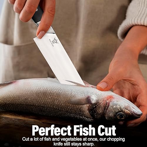 Miniatura 4 de Rider Krafts Cuchillo de chef  Cuchillo de cocina afilado de 8 pulgadas, cuchillo de chef de acero inoxidable de alto carbono, mango ergonómico,