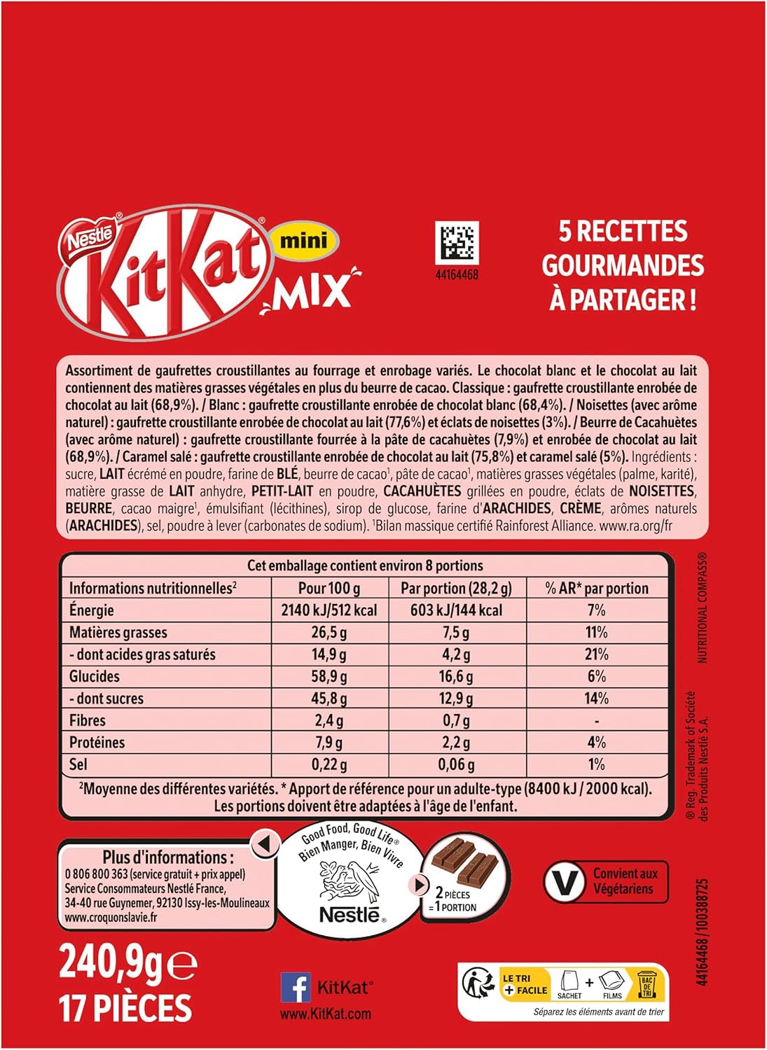 KitKat Mini Mix 240g: Chocolat, Noisettes & Caramel | Pause Gourmande Assurée - Image détaillée