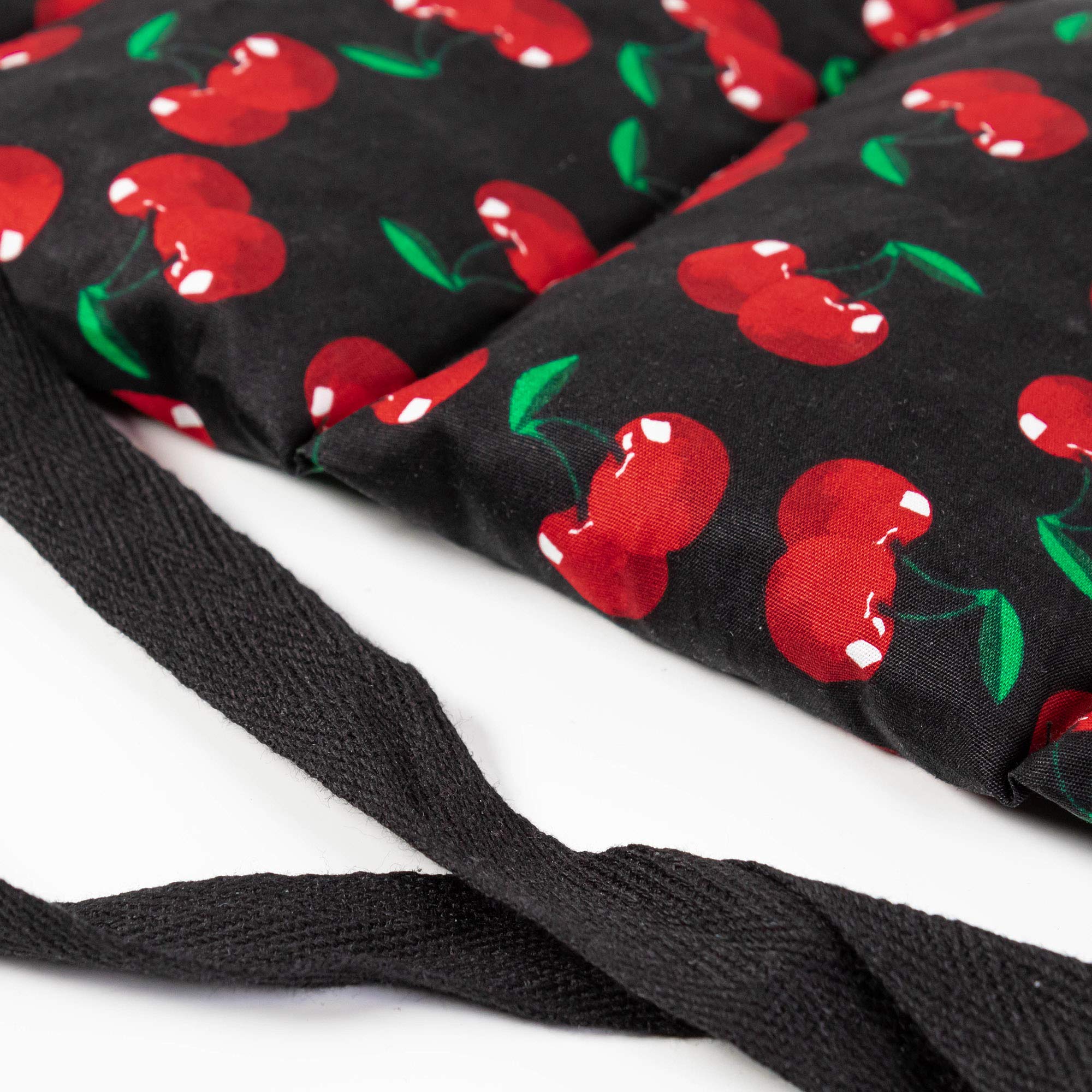 Cuscino con noccioli di ciliegia (65x15cm, cherry-black, 7 compartimenti con banda da legare) Cuscino termico, Fascia schiena, lombare e pancia