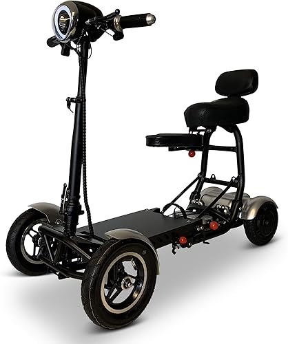 Patinetes de movilidad plegables y de viaje para adultos 4 ruedas de largo alcance scooter de movilidad eléctrica para silla de ruedas plata