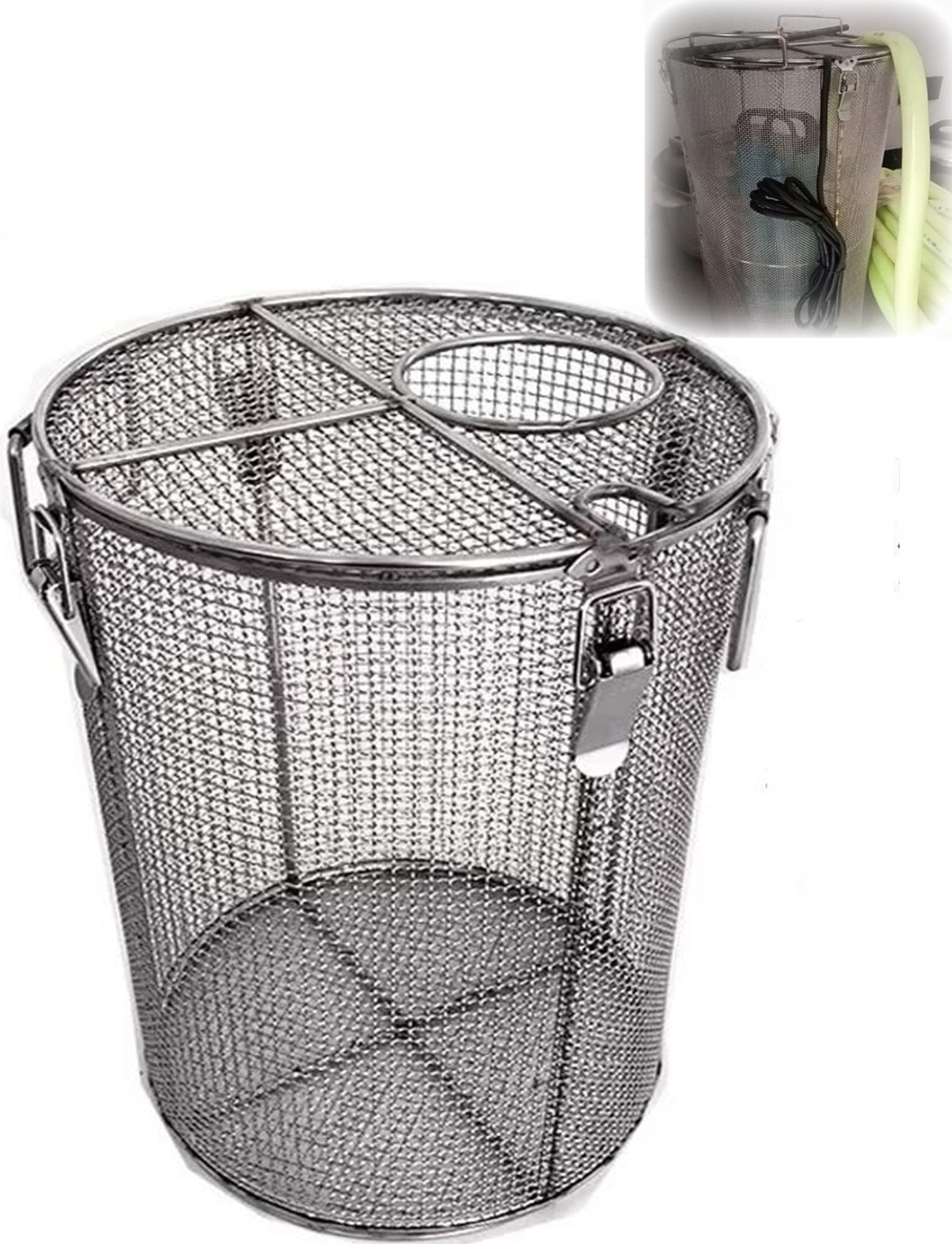 Filtro per pompa sommergibile in acciaio 304 inless con chiusure di bloccaggio, rete da 5 mm, accessorio per filtraggio dell'acqua per rium, piscine e uso industriale
