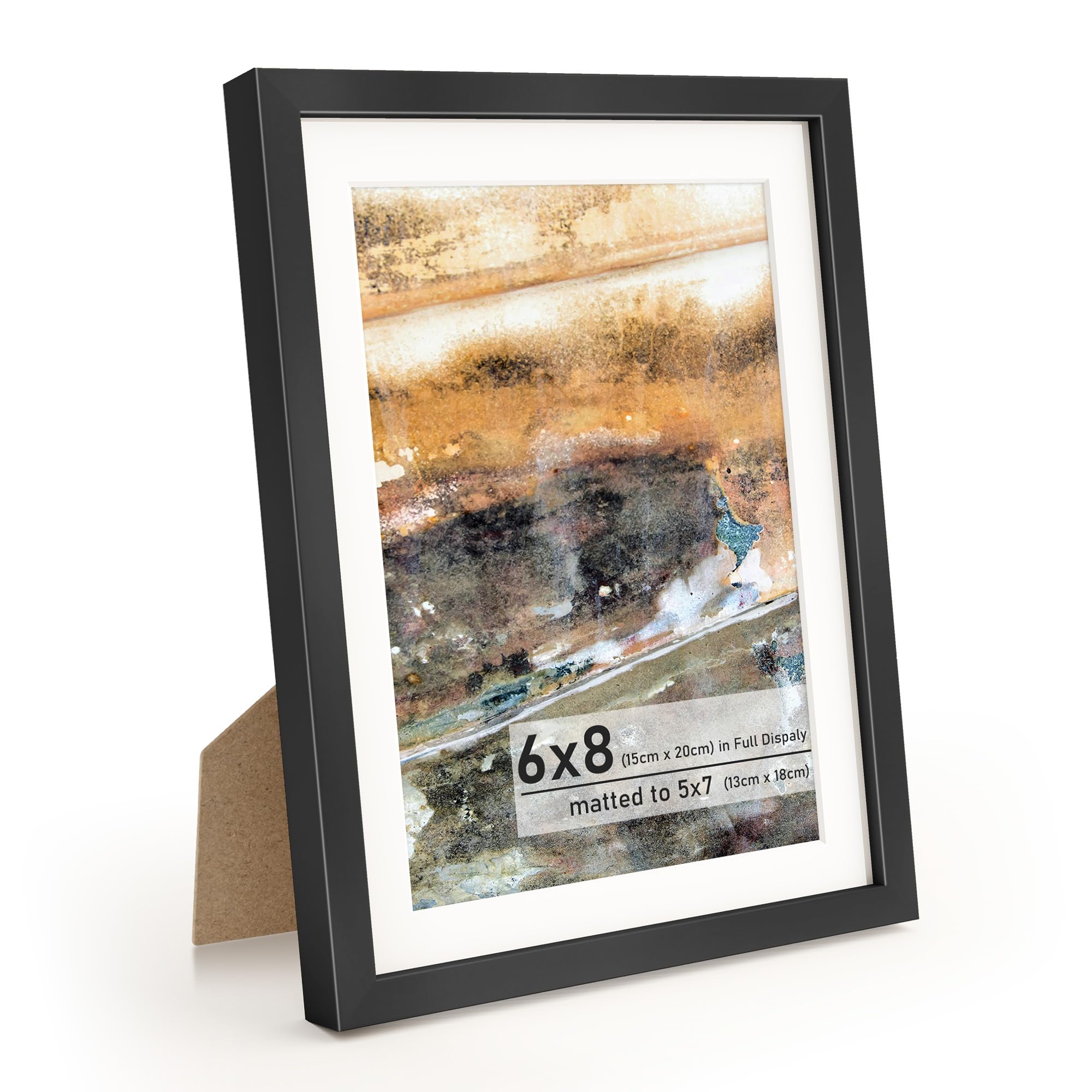 Metal Picture Frame 5x7in with Mat or 6 x 8in Without Mat, Upgrade Aluminum Photo Frames, for TableTop Display and Wall Mounting, Wall Hook Hanging Hardware Included, Black â image 1