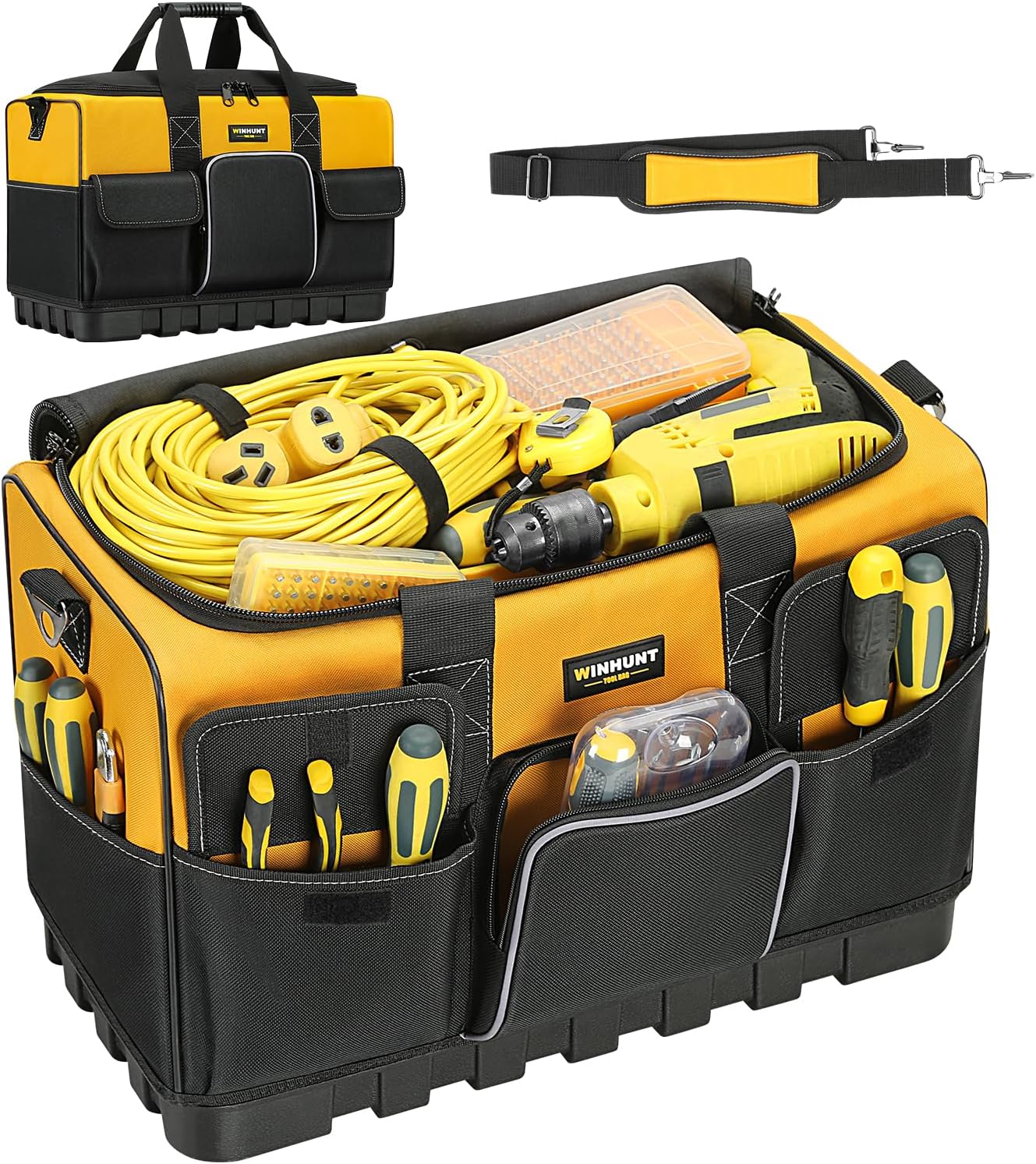 Tool Bag, 20-inch Tool Organisers, 600 Denier Large Tool Bag for Home DIY & Equipment Storage, Yellow and Black (50cm/20inch) 20 inch