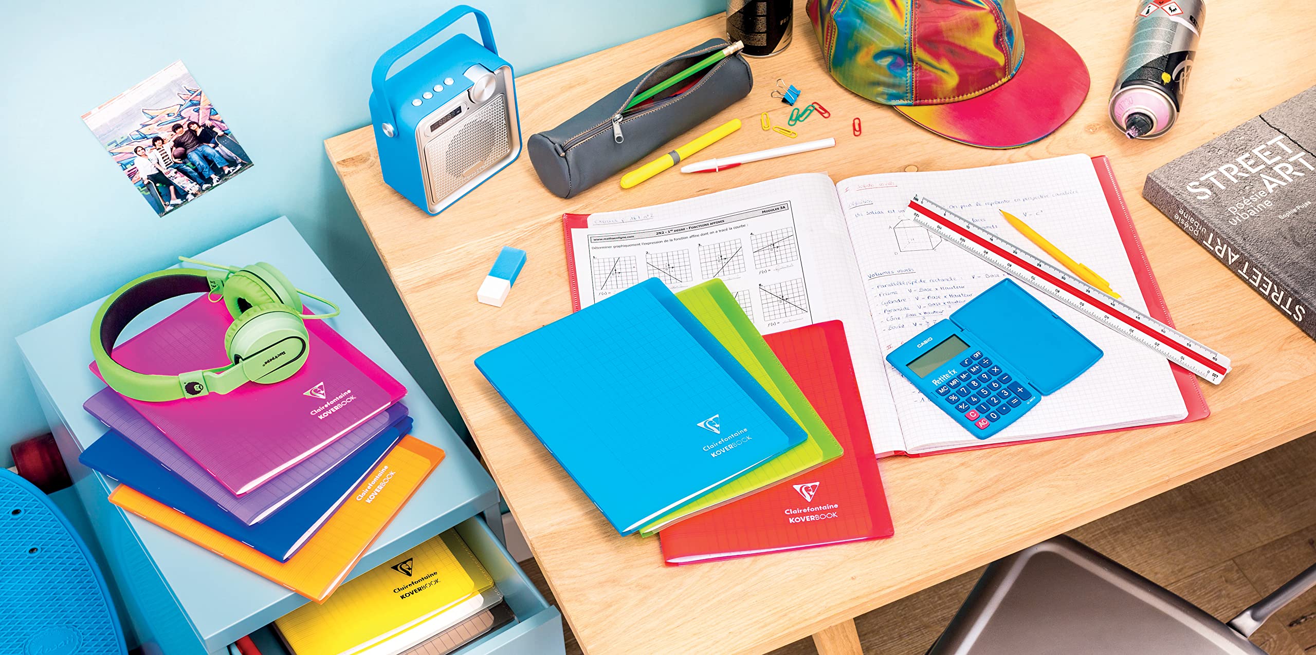 Clairefontaine 951408C, One Pack of 10 Stapled Notebooks Koverbook Roses, Dimensions: 17x22 cm, 96 Seyes Ruled Pages - Image 2