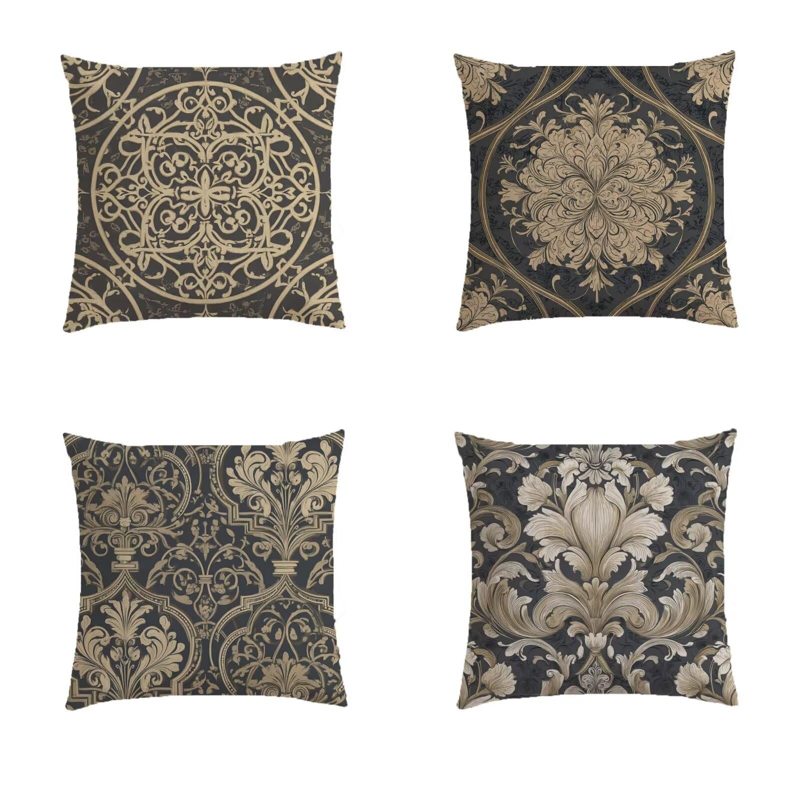 Housse coussin 45x45 bohéme lot de 4 pour salon de jardin extérieur S91