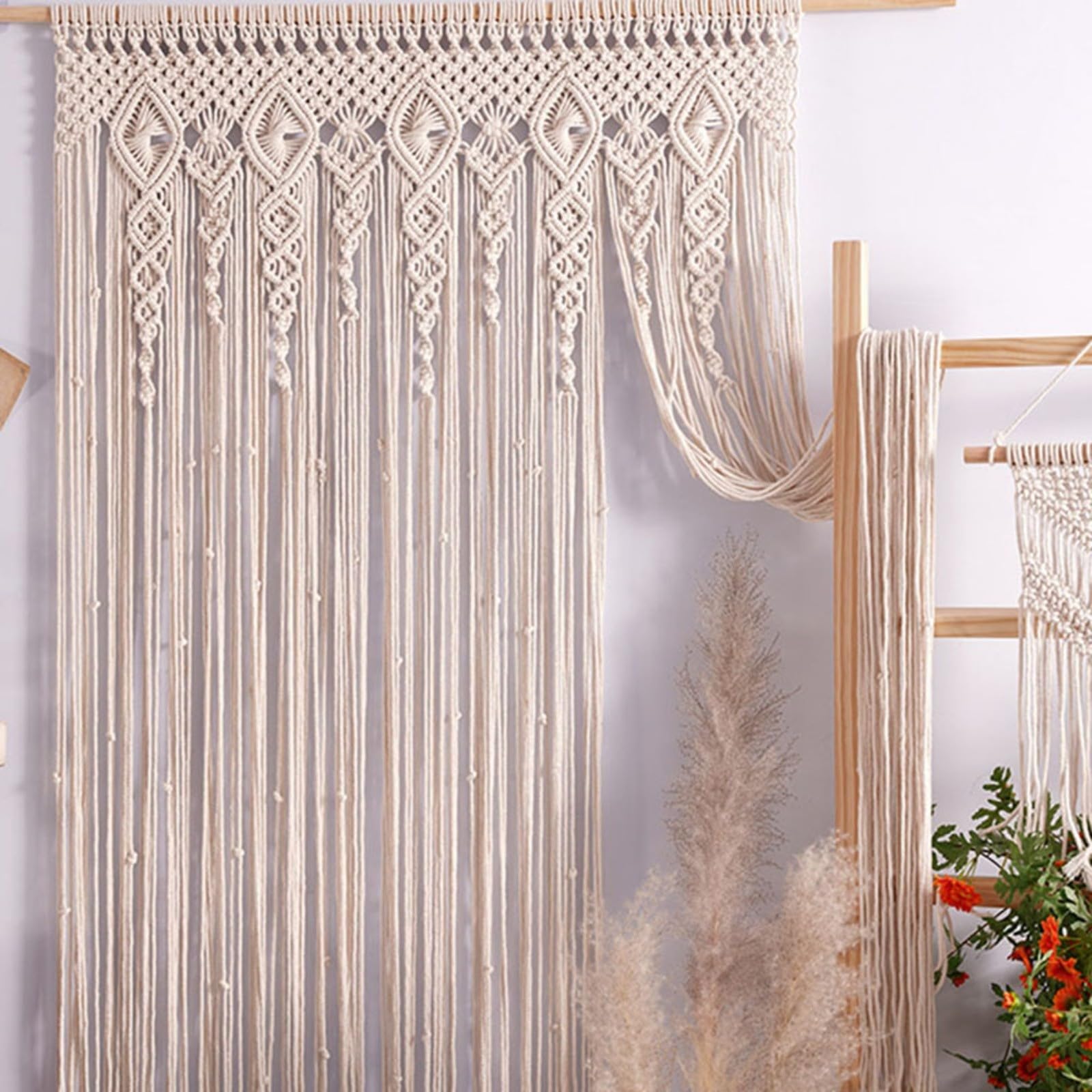 Tapiz Tejido Bohemio Cortina de Puerta - Elegante Divisor de Habitación para Decoración de Ventanas, Telón de Fondo para Fotos de Boda, 1 Paquete, Accesorio de Decoración del Hogar (100x200cm)