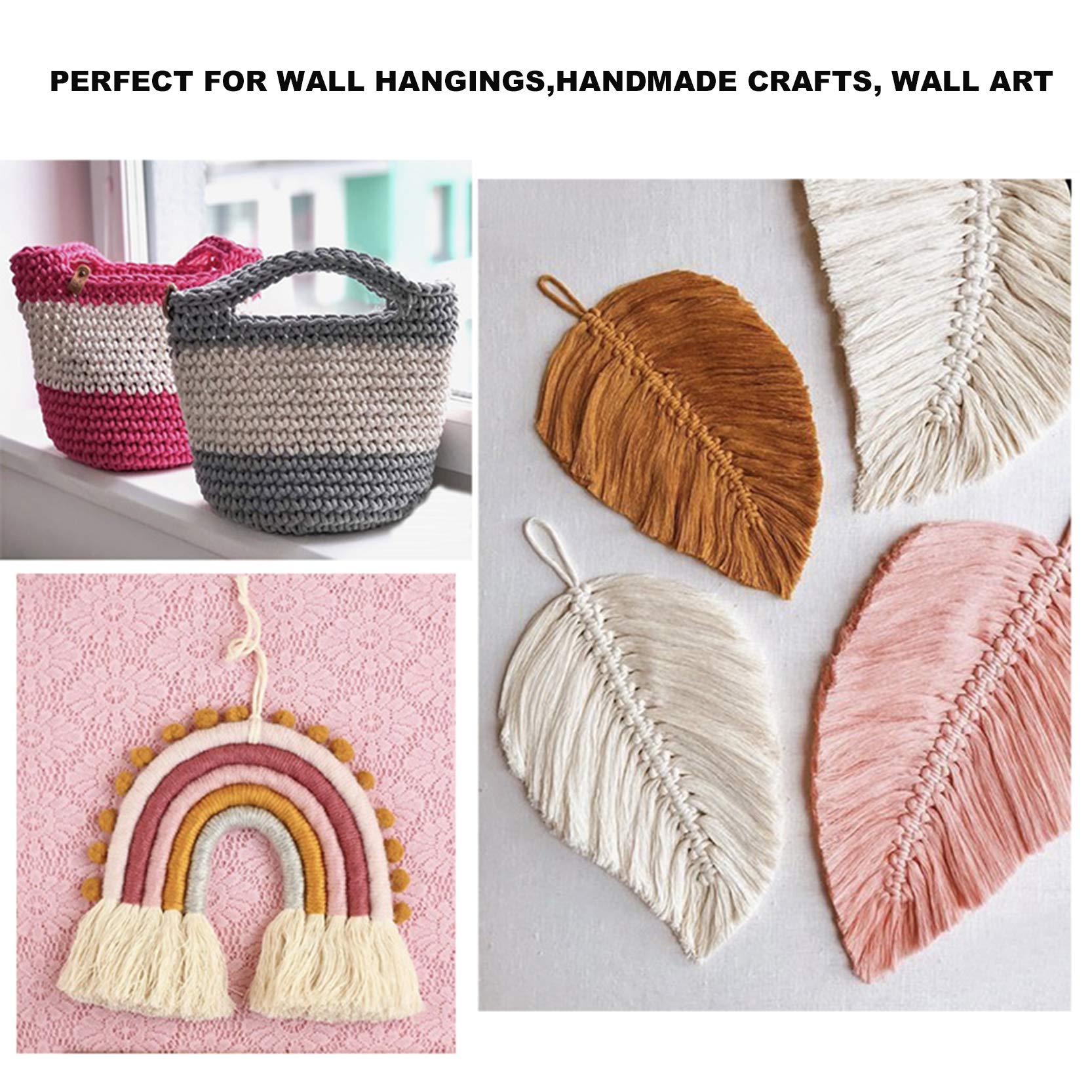 Seil, Nylonseil, Makramee-Baumwollschnur, 4 mm, bunt, natürliches Makramee-Baumwollfadenseil, weich, 100 m, Makramee-Schnur for Pflanzenaufhänger, Wandbehang, Stricken, DIY, Basteln, Anfänger, A-4 mm