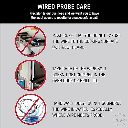 Miniatura 5 de Taylor 1470N Productos de precisión Termómetro para horno con sonda y temporizador de carne digital magnético y funciona con 2 baterías AAA Plateado
