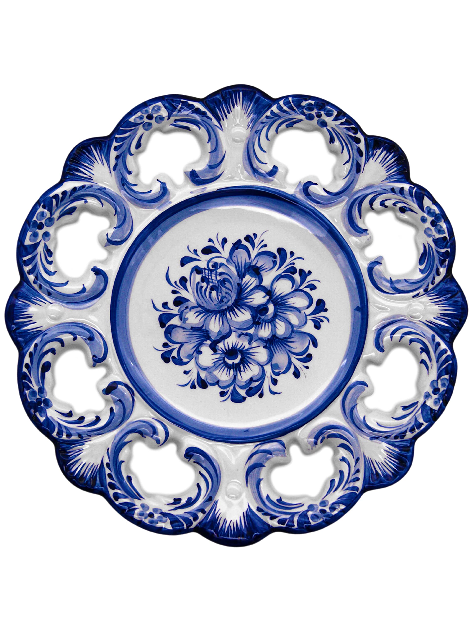 10 Inch Hand Painted Blue and White Portuguese Ceramic Wall Décor Hanging Plate Made in Portugal