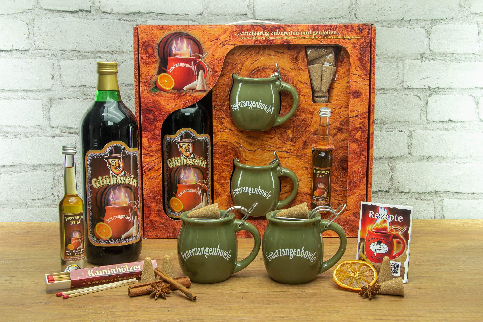 Geschenkset, Wurzelholz, Oliv - für Feuerzangenbowle