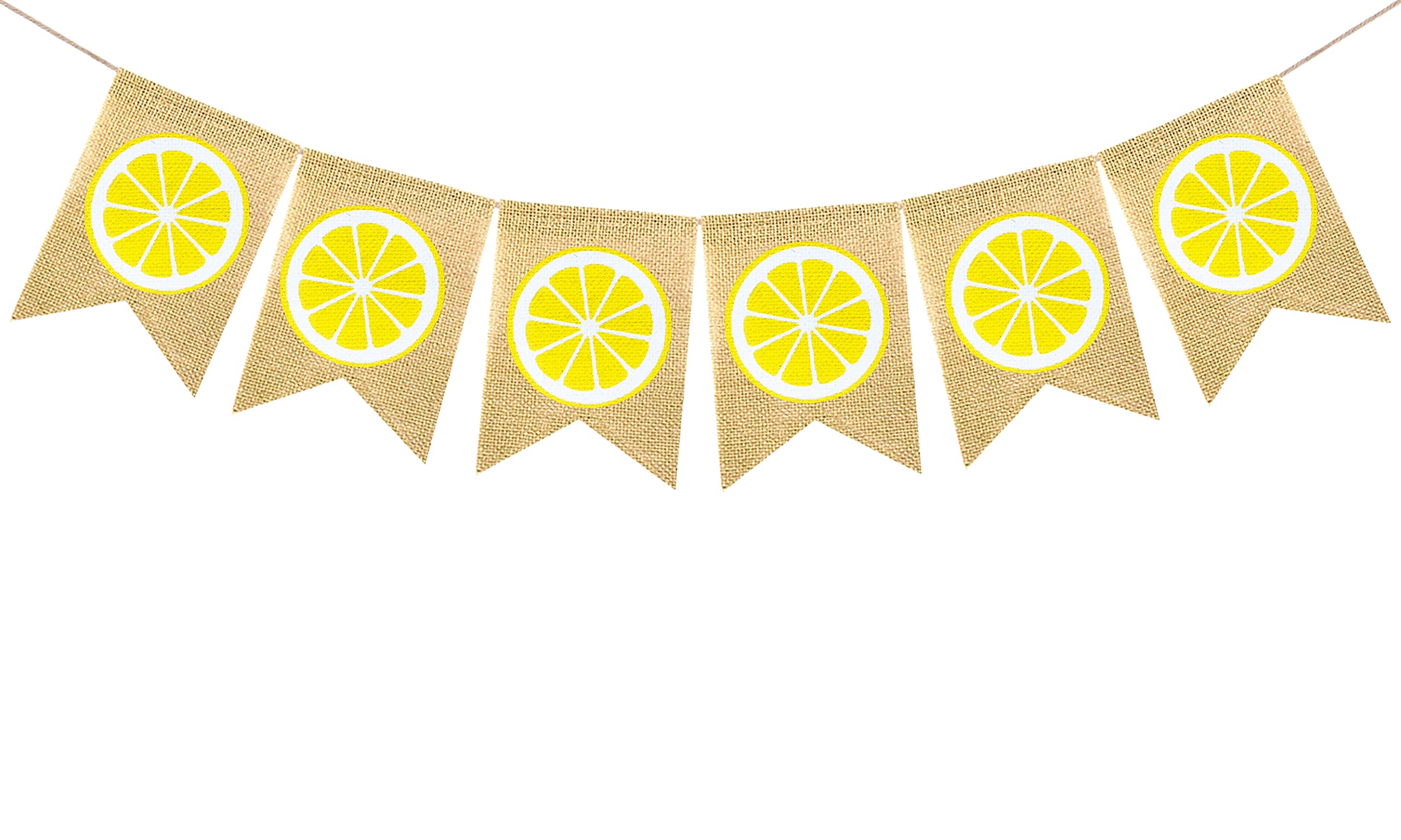 FAKTEEN Burlap Lemon Banner Garland Lemon Themed Hanging Bunting Party Decor, Lemonade Stand Decorations, Swimming Pool Barbecue Party Decorations