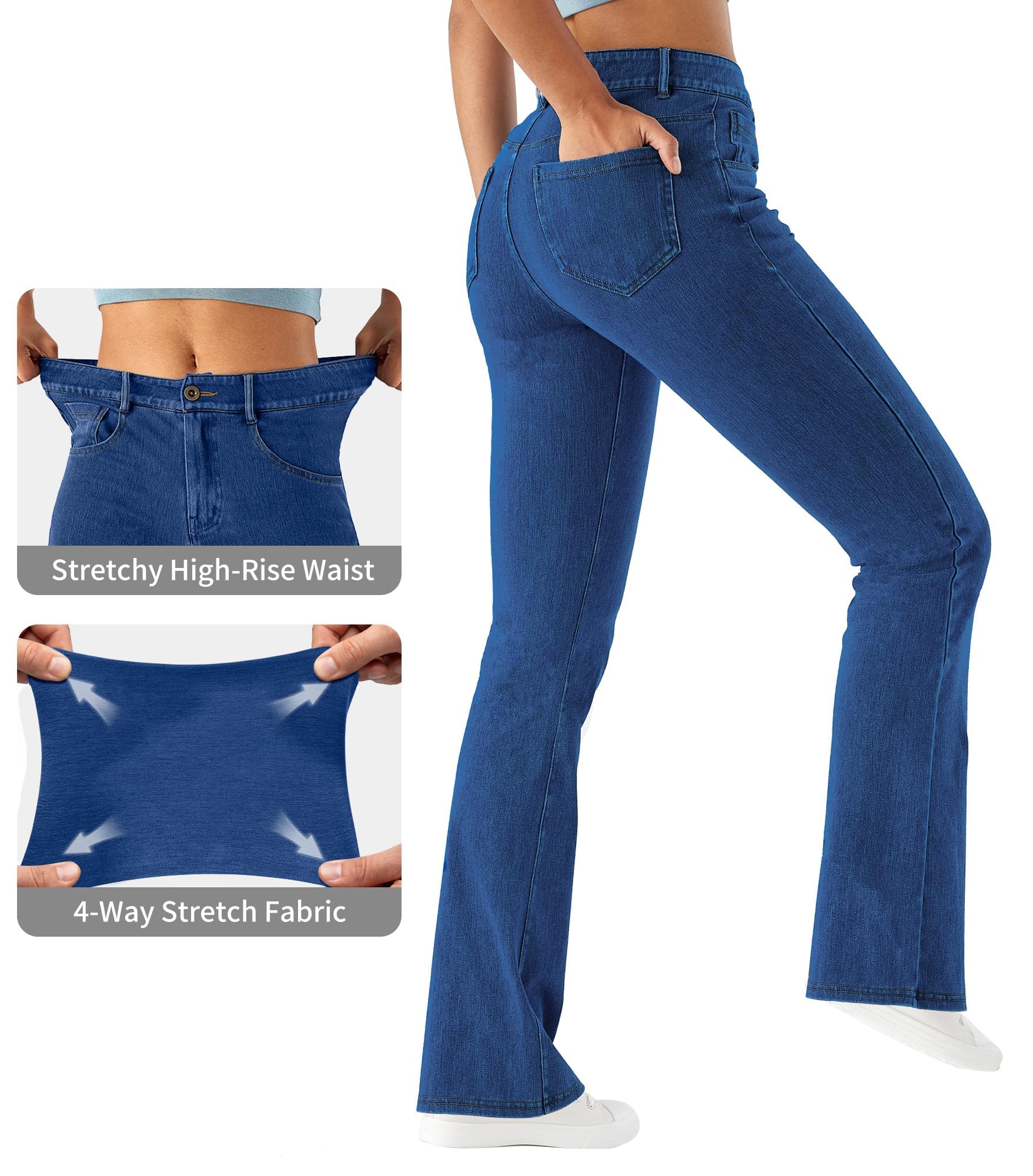 LaiEr Donna Jeans da Alta Elasticità,Skinny e con Tasche a Cerniera per Il Fitness, Morbidi e Comodi Pantaloni Bootcut Adatti per Lo Sport e Il Fitness,con Tasche Laterali