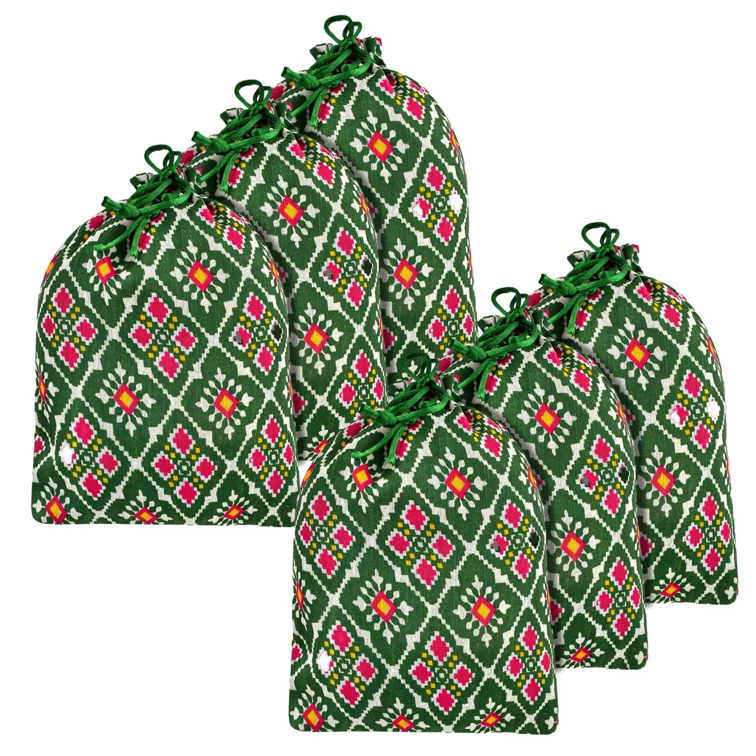 Heart Home Potli | Silk Wedding Potli | Drawstring Closure Potli | Wallet Potli | Christmas Gift Potli | Baby Shower Potli | Medium-Patola-Print Potli | 7x9 Inch | Pack of 6 | Green (B0CQRFB8VW) Amazon Price History, Amazon Price Tracker