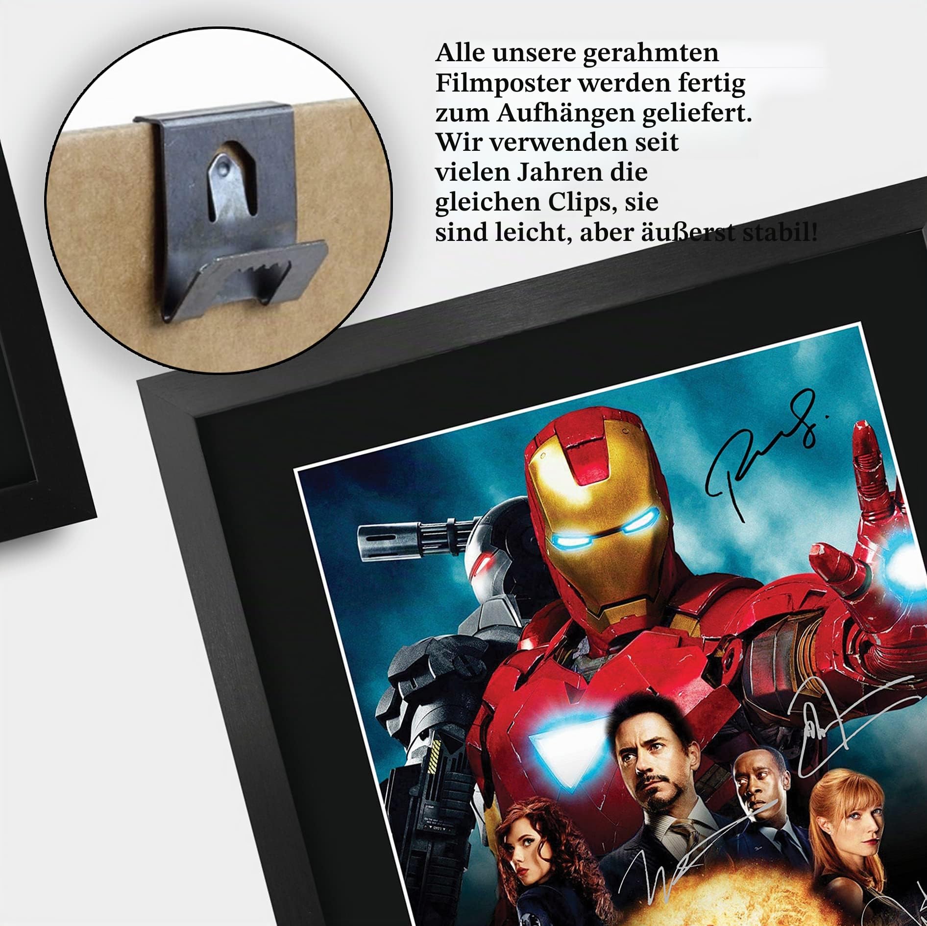 HWC Trading A3 FR Iron Man 2 Robert Downey Jr und Cast Geschenke Printed Poster Autogramm Bild für Film-Memorabilia Fans - A3 Eingerahmt