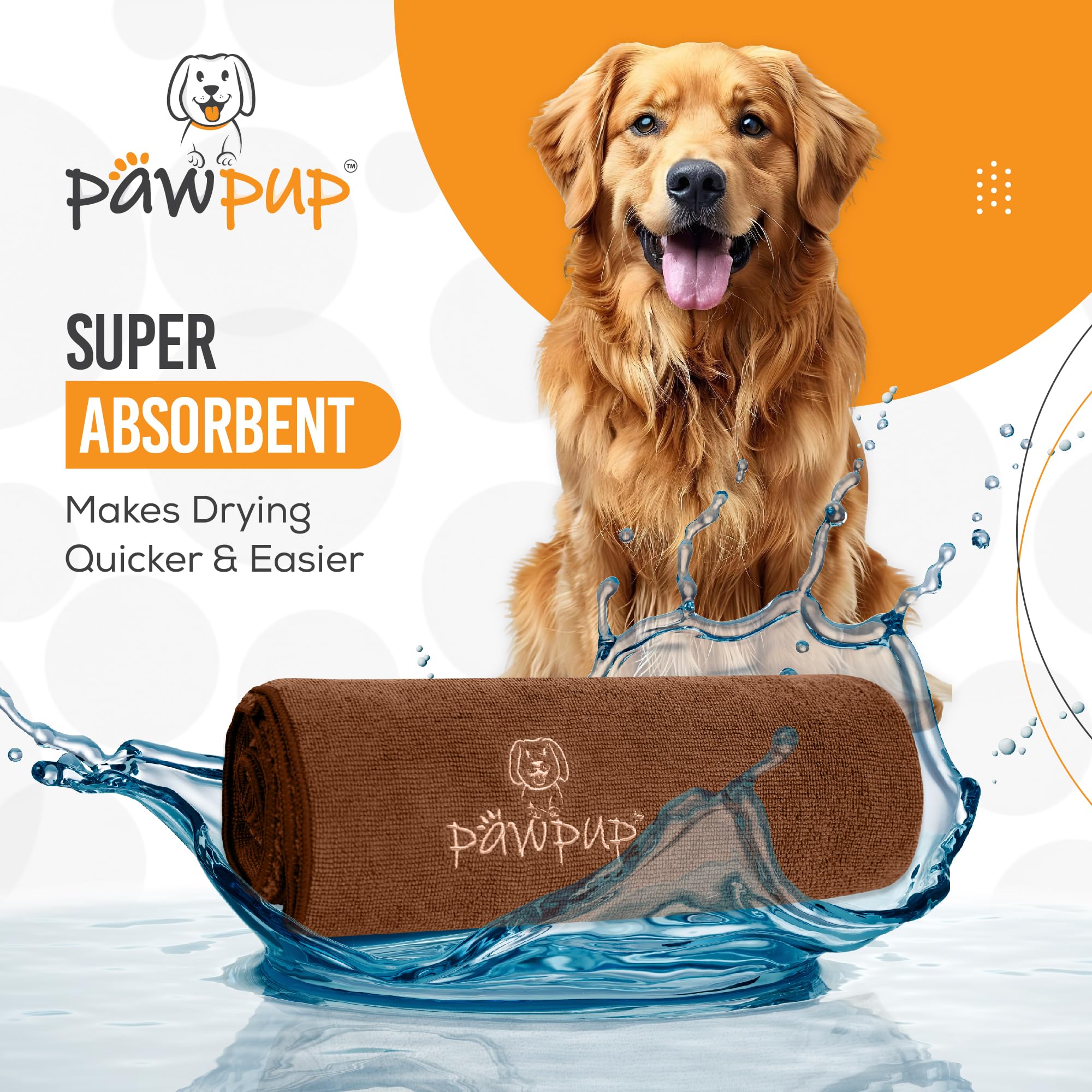 PAWPUP Toalla de microfibra súper absorbente de secado rápido para perros, gatos y otras mascotas (55 x 28 pulgadas, marrón)