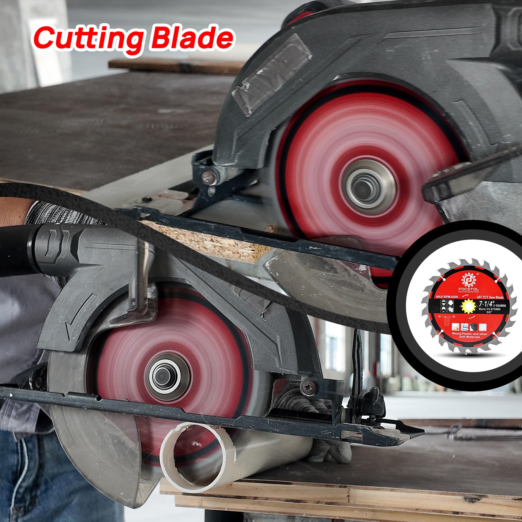 FOCSTOL Wood Cutting Circular Saw Blade 184mm, 3pcs 24+40+60 Tooth TCT Cutting Blade for Cutting Wood Plywood, Particle Board - Image 3