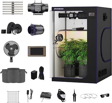 Smart Grow Tent Kit, Black 48"x48"x80", with Controller, Auto-Plant System, WiFi-Controlled Grow System with Full Spectrum LED Grow Light, Automatic Ventilation 1, Black, 48"x48"x80"