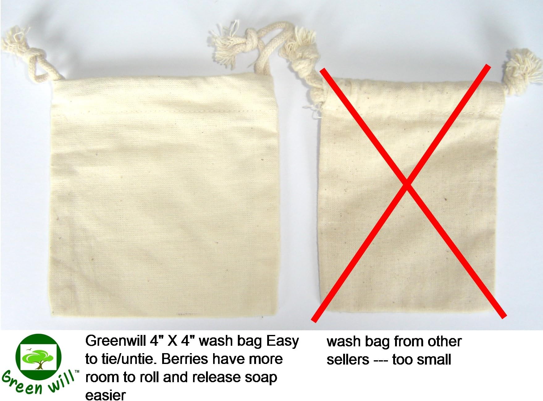 4 Wash Bags + Bonus Greenwill Soapberry/Soap Nuts - Large Size 4