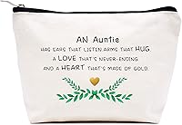 Vista 18 de LIBIHUA Bolsa de maquillaje para mujer, bolsa de cosméticos regalos para ella, bolsa de viaje femenina, Beige natural, 283-a mi increíble tía futura