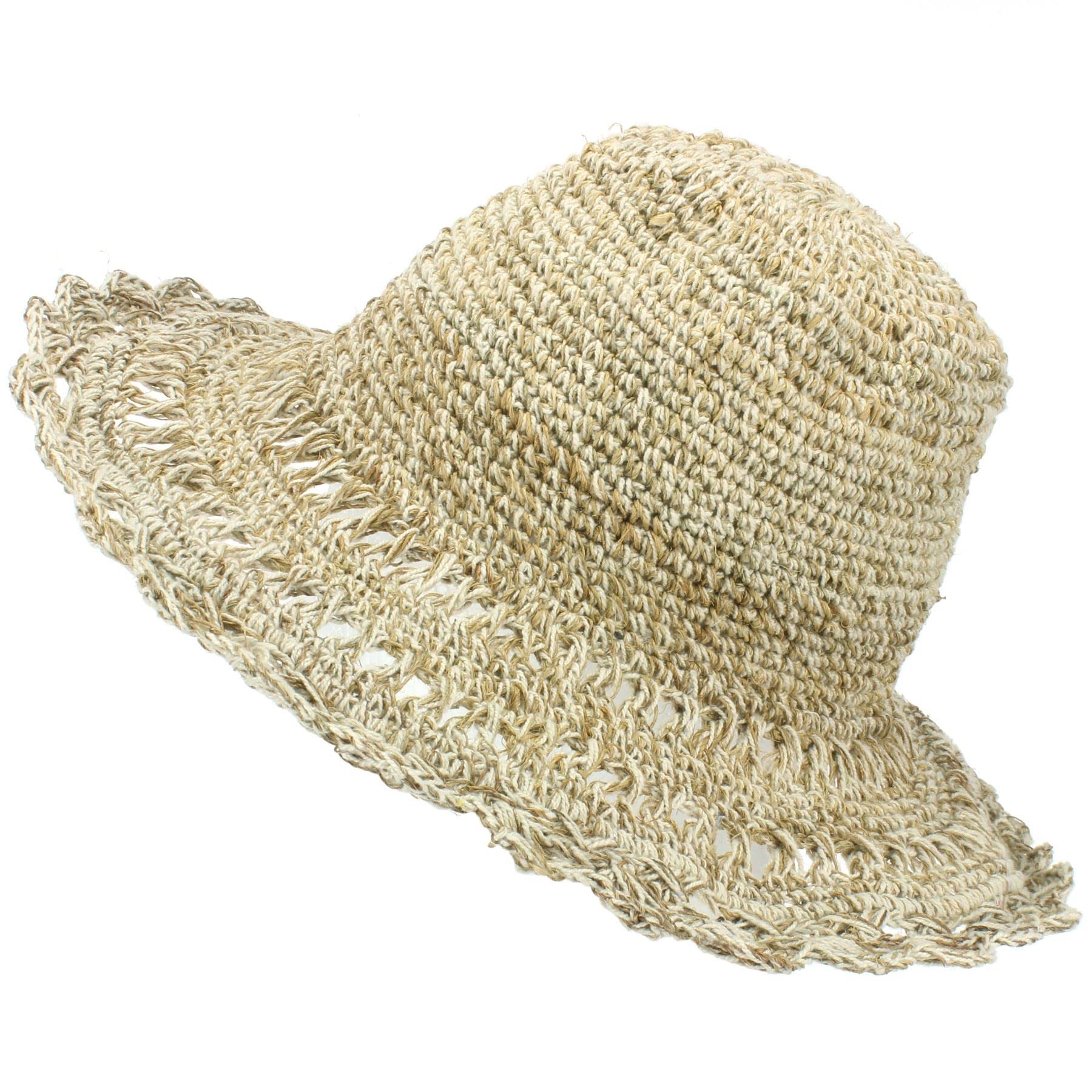 LOUDelephant Hemp & Cotton Sun Hat - Crochet Natural