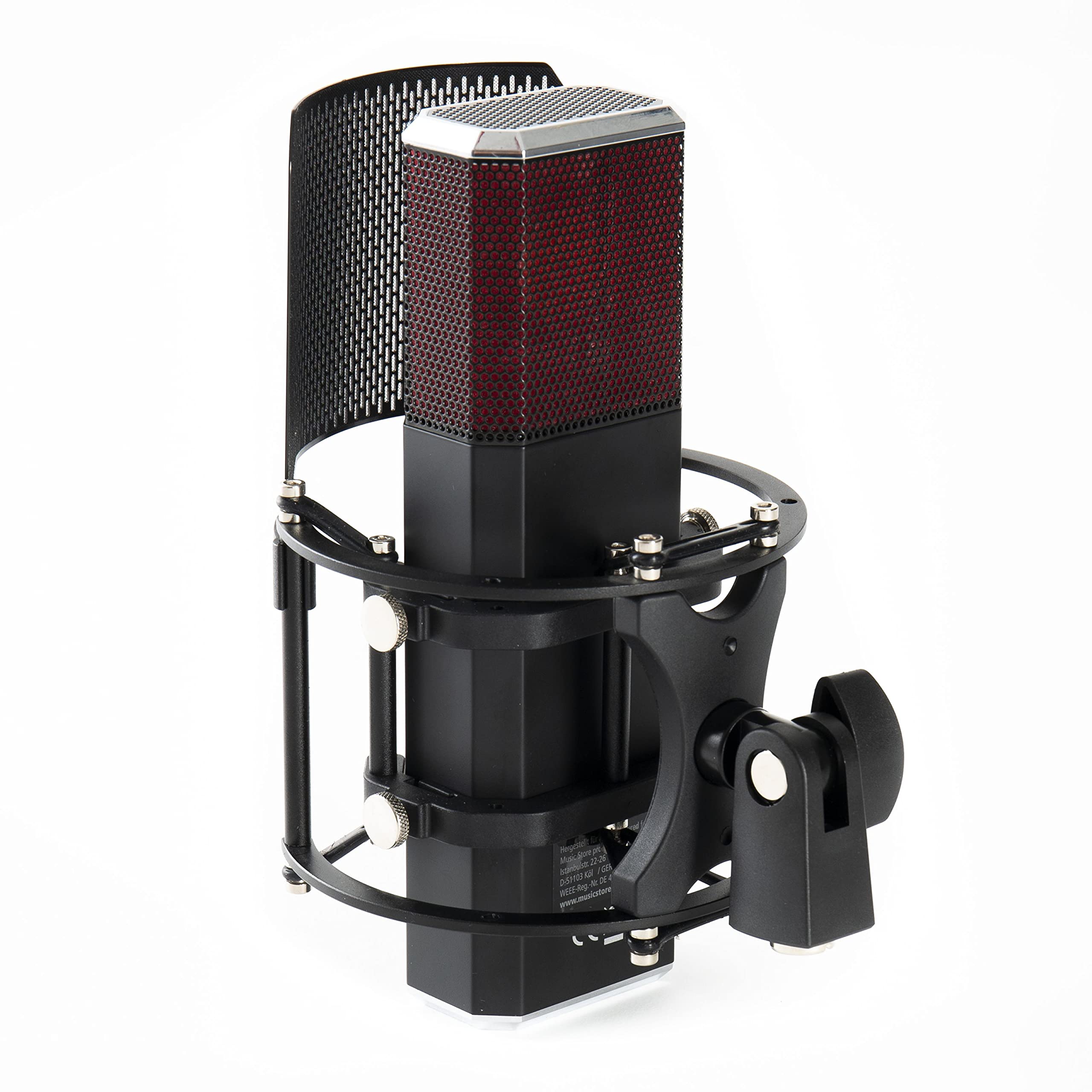 Fame Audio Studio C-900, Großmembran Kondensatormikrofon, Schwarz, Nierencharakteristik, 20-20.000Hz, 135dB SPL, 12.5mV/Pa, XLR, 48V, inklusive Spinne und Poppschutz, für Vocal/Gesang und Heimgebrauch